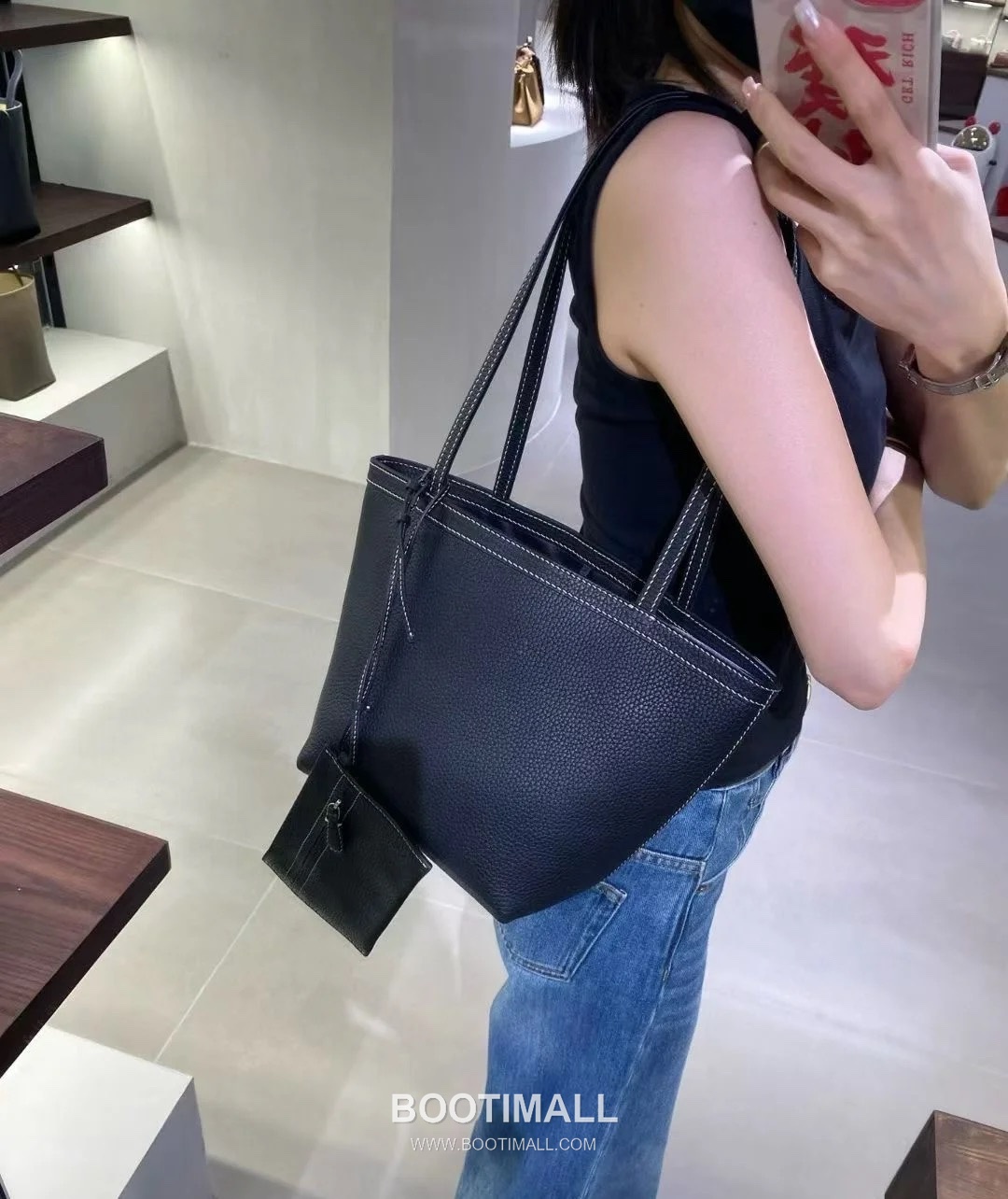 The Row Stitch Grained TC Cowhide Dark Tote Bag 마고 스티치 그레인드 TC 소가죽 다크 토트백 22cm 1