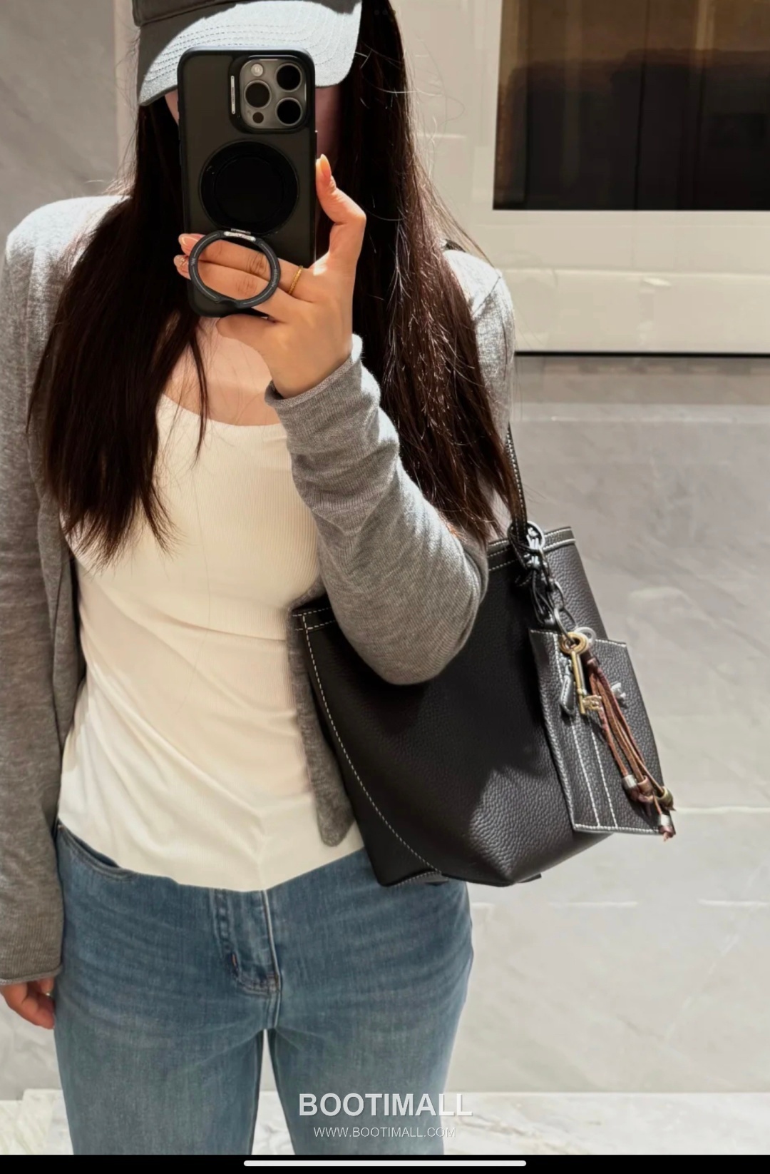 The Row Stitch TC Grained Cowhide Dark Tote Bag 마고 스티치 TC 리치패턴 소가죽 다크 토트백 30cm 4