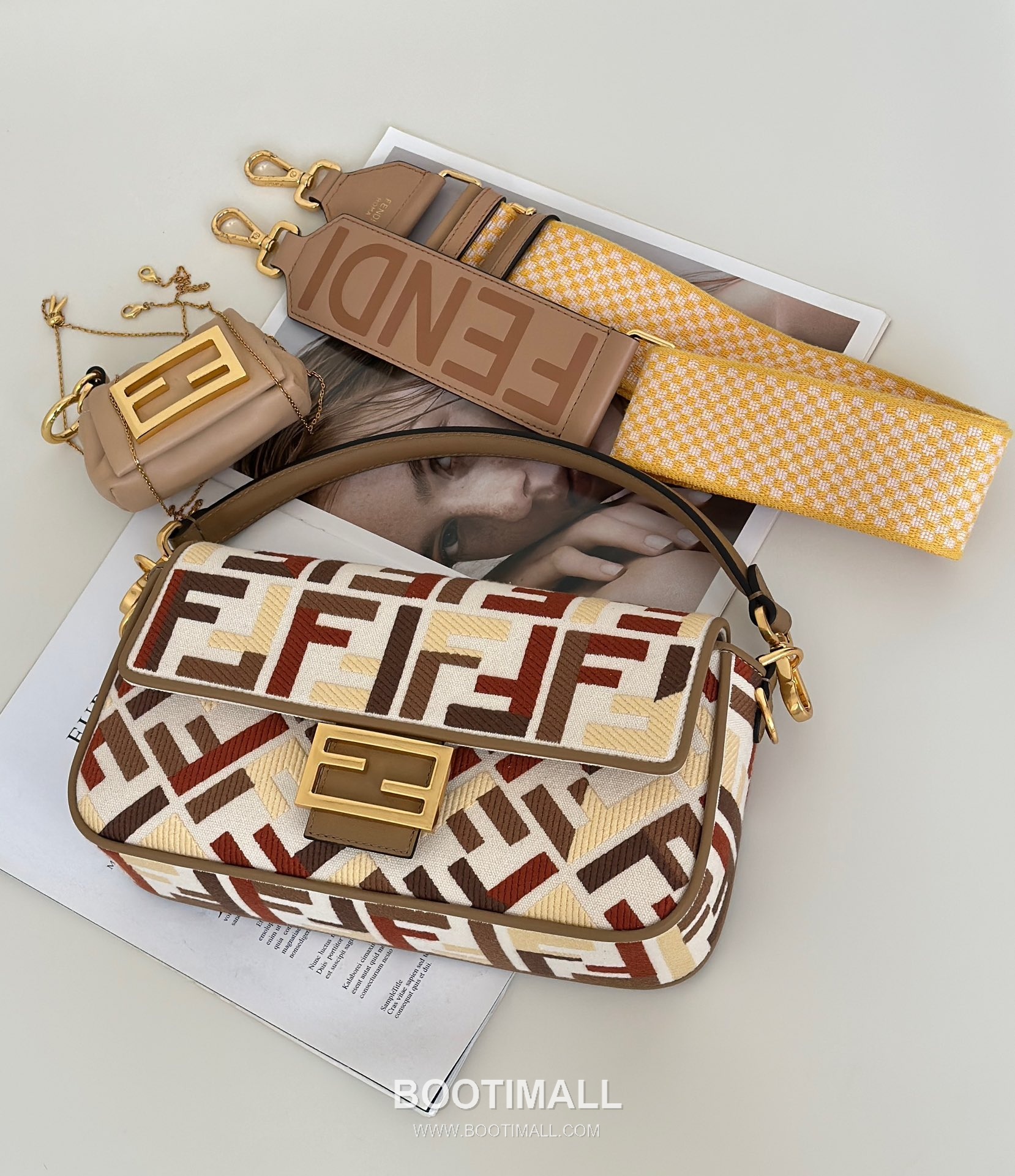 Fendi Baguette FF Embroidered Canvas Beige Shoulder Bag 펜디 바게트 FF 자수 캔버스 베이지 숄더백 27cm 6