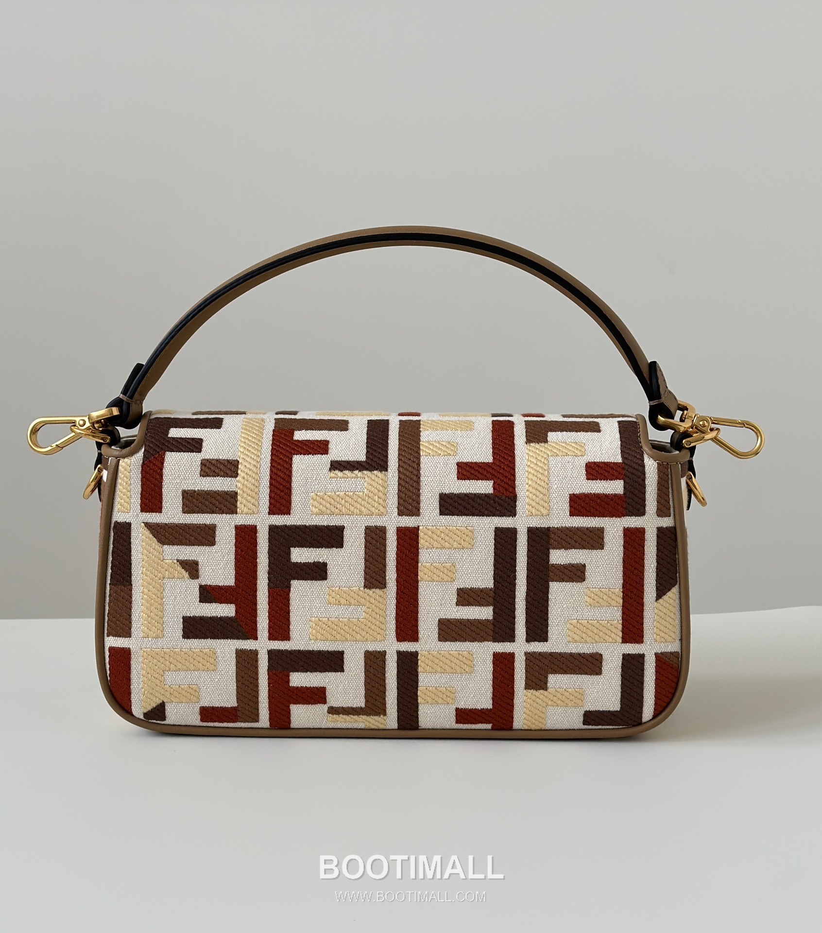 Fendi Baguette FF Embroidered Canvas Beige Shoulder Bag 펜디 바게트 FF 자수 캔버스 베이지 숄더백 27cm 10