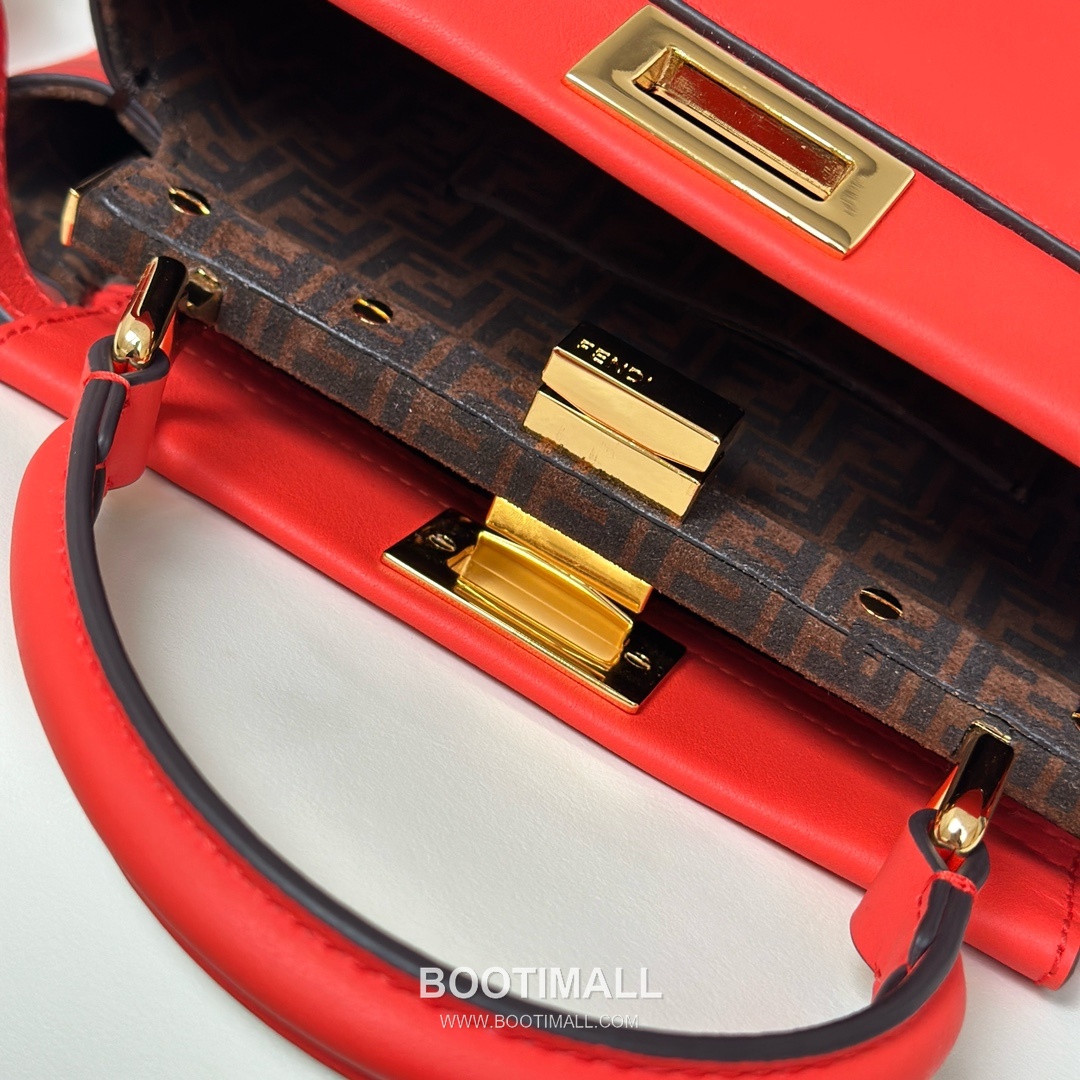 Fendi Peekaboo Classic Cowhide Orange Top Handle Bag 펜디 피카부 클래식 소가죽 오렌지 탑핸들백 23cm 9