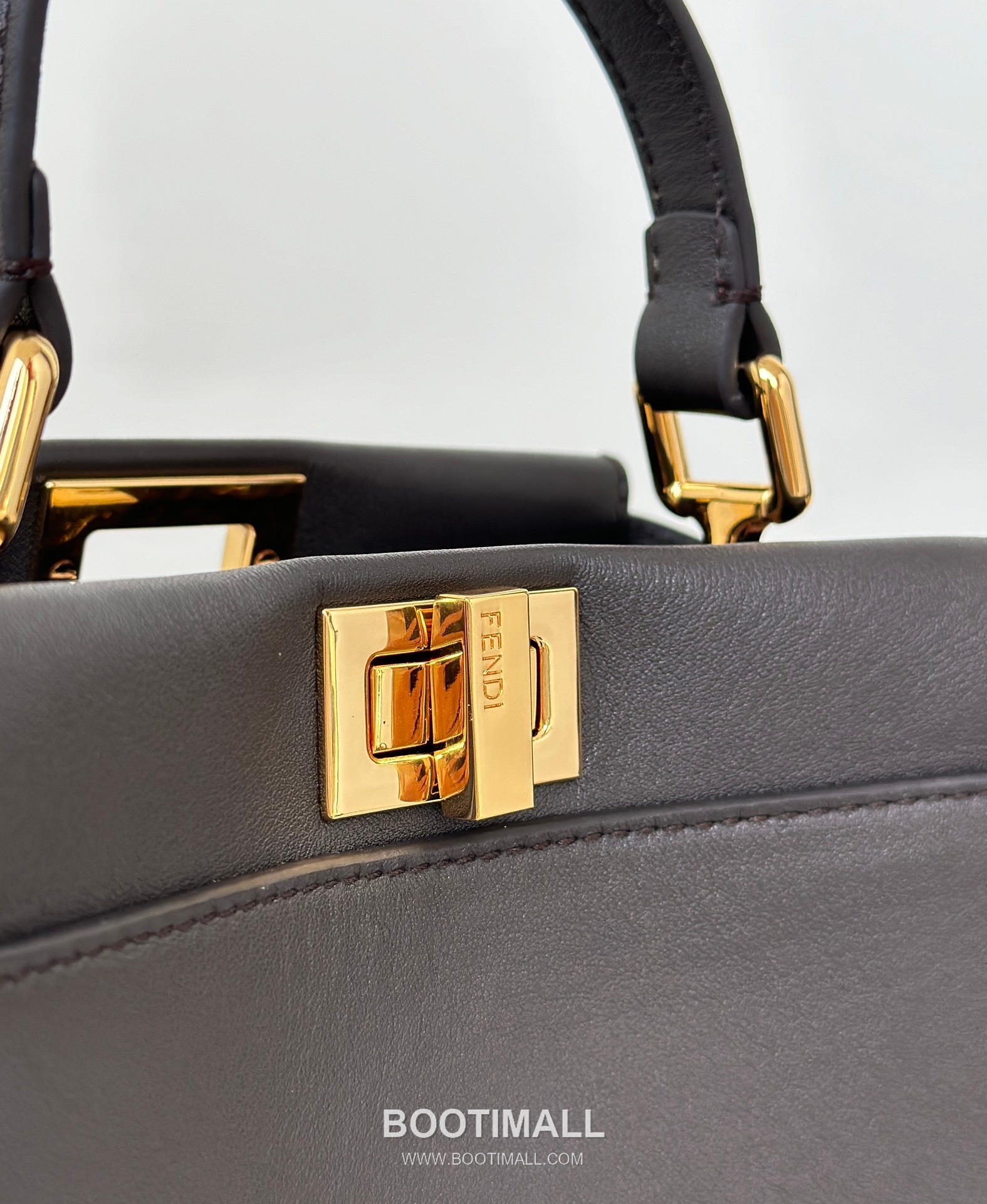 Fendi Peekaboo Classic FF Suede Lining Calfskin Brown Top Handle Bag 펜디 피카부 클래식 FF 스웨이드 안감 카프스킨 브라운 탑핸들백 23cm 11