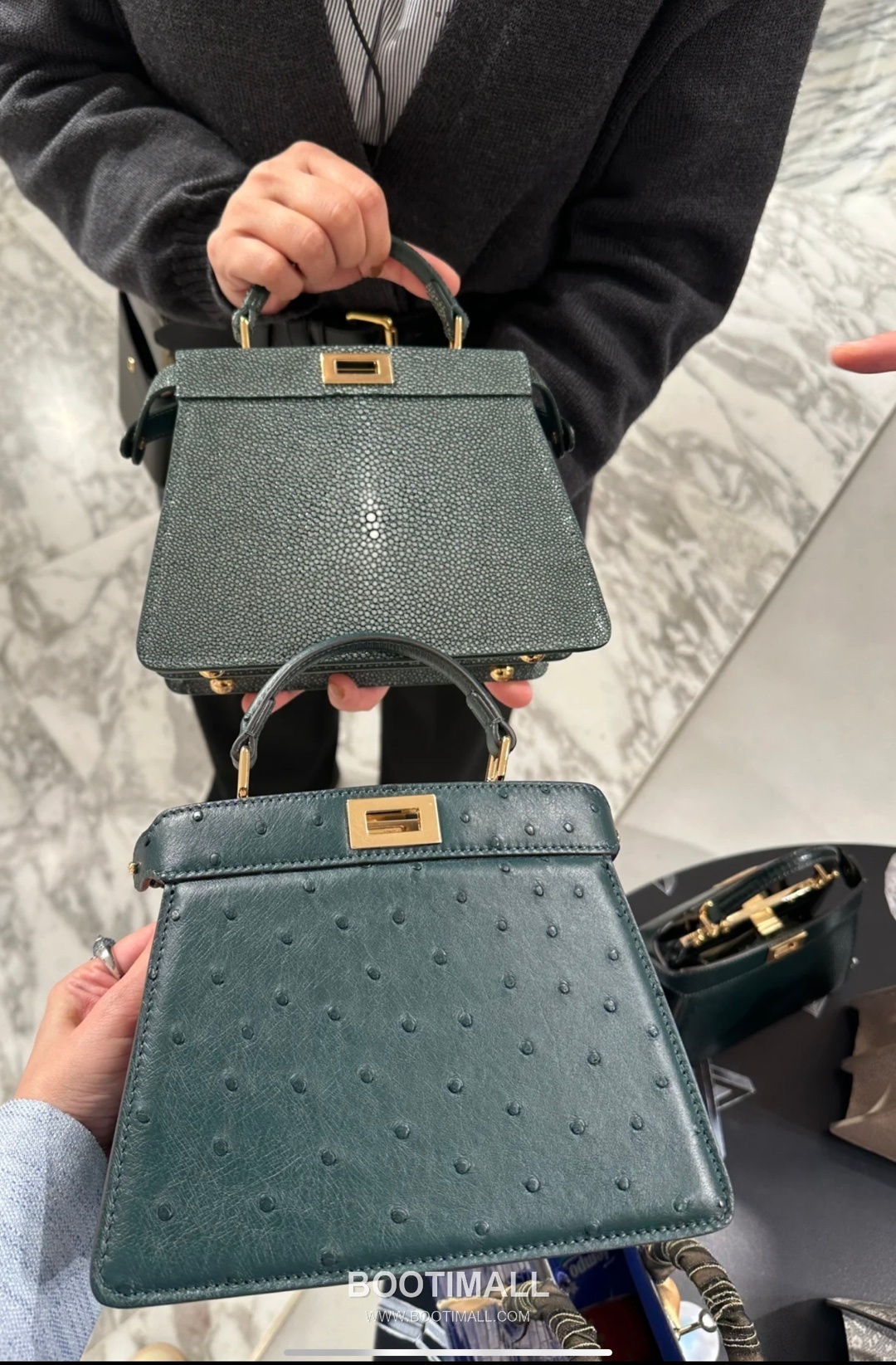 Fendi Peekaboo ISeeU Ostrich Leather Top Handle Bag 펜디 피카부 아이씨유 오스트리치 가죽 탑핸들백 27cm 8