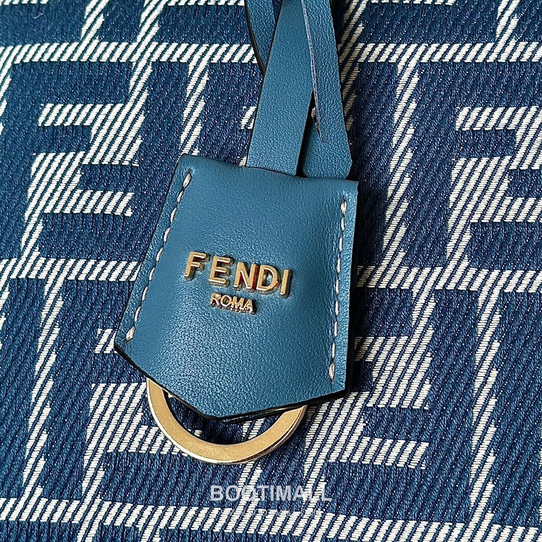 Fendi Denim Jacquard FF Boston Blue Top Handle Bag 펜디 데님 자카드 FF 보스턴 블루 탑핸들백 28cm 9