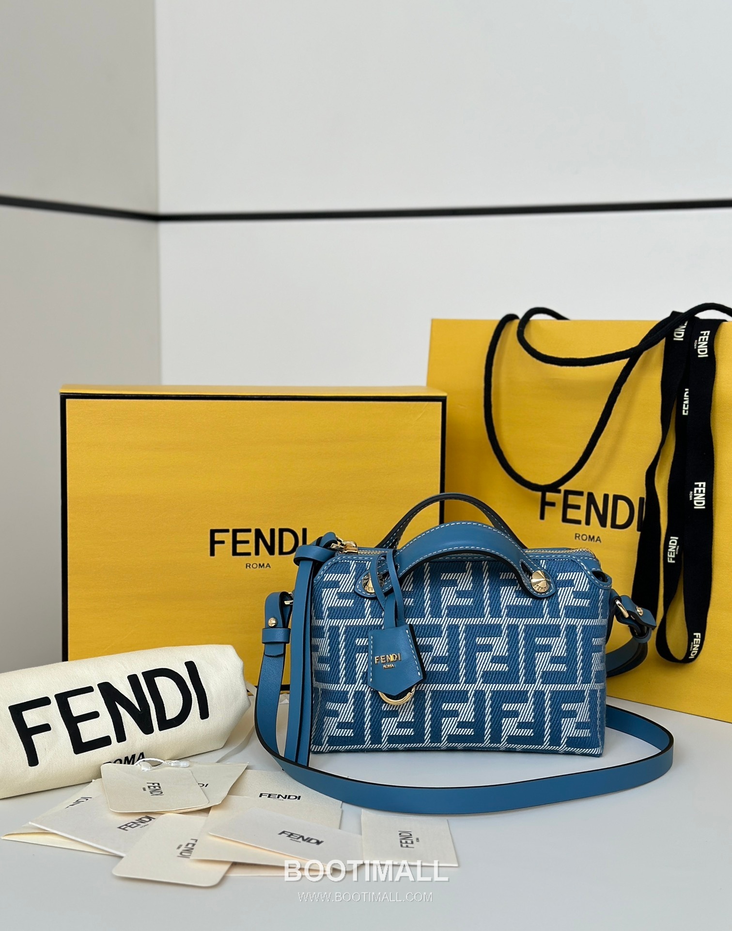 Fendi FF Denim Jacquard Boston Blue Top Handle Bag 펜디 FF 데님 자카드 보스턴 블루 탑핸들백 20cm 5
