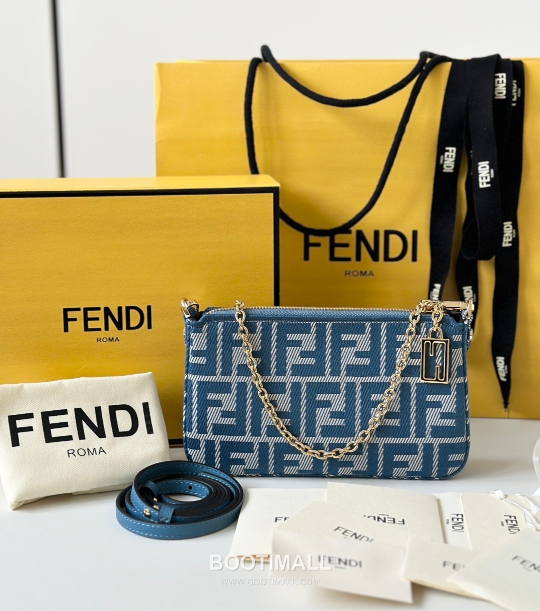 Fendi Baguette FF Jacquard Denim Clutch Bag 펜디 바게트 FF 자카드 데님 클러치백 20cm 6