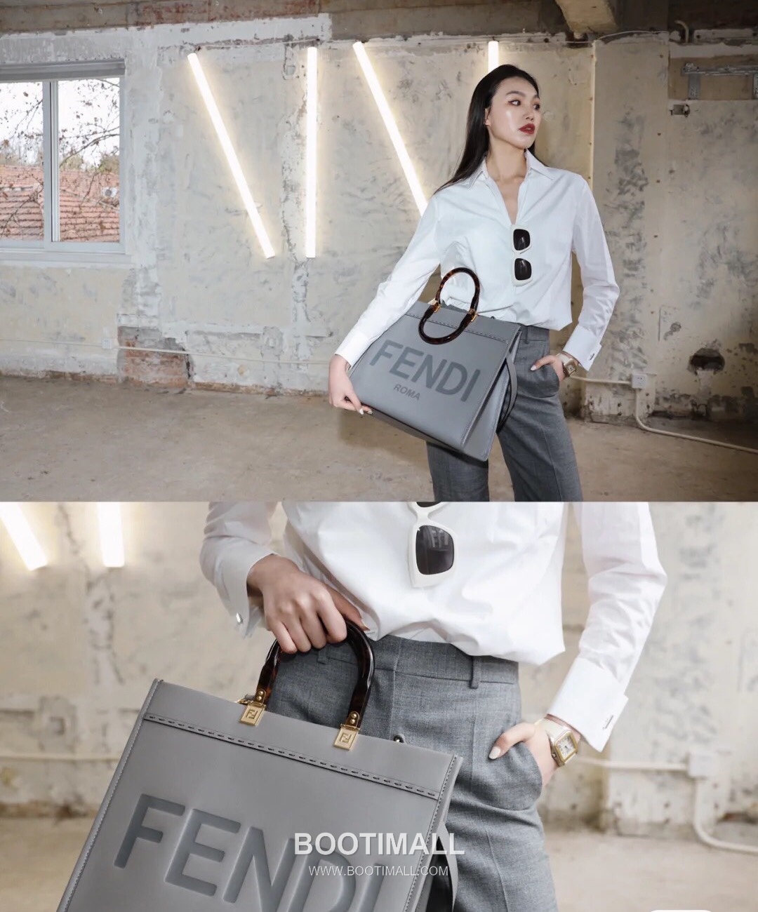 Fendi Amber Handle Shopper Cowhide Gray Bag 펜디 앰버 핸들 쇼퍼 소가죽 그레이 36cm 19