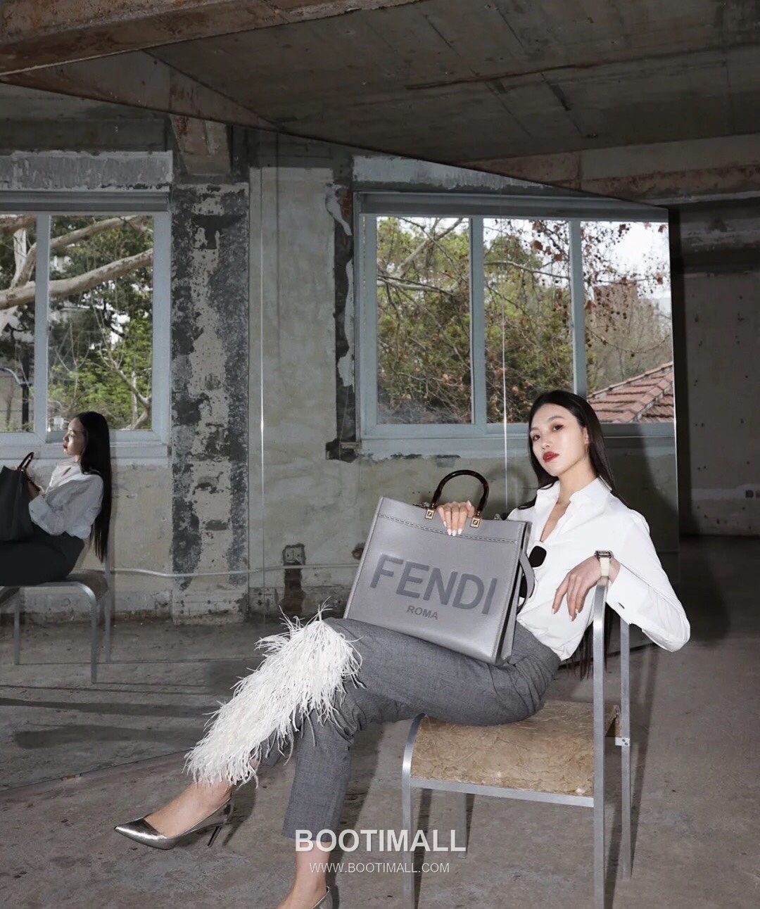 Fendi Amber Handle Shopper Cowhide Gray Bag 펜디 앰버 핸들 쇼퍼 소가죽 그레이 36cm 20