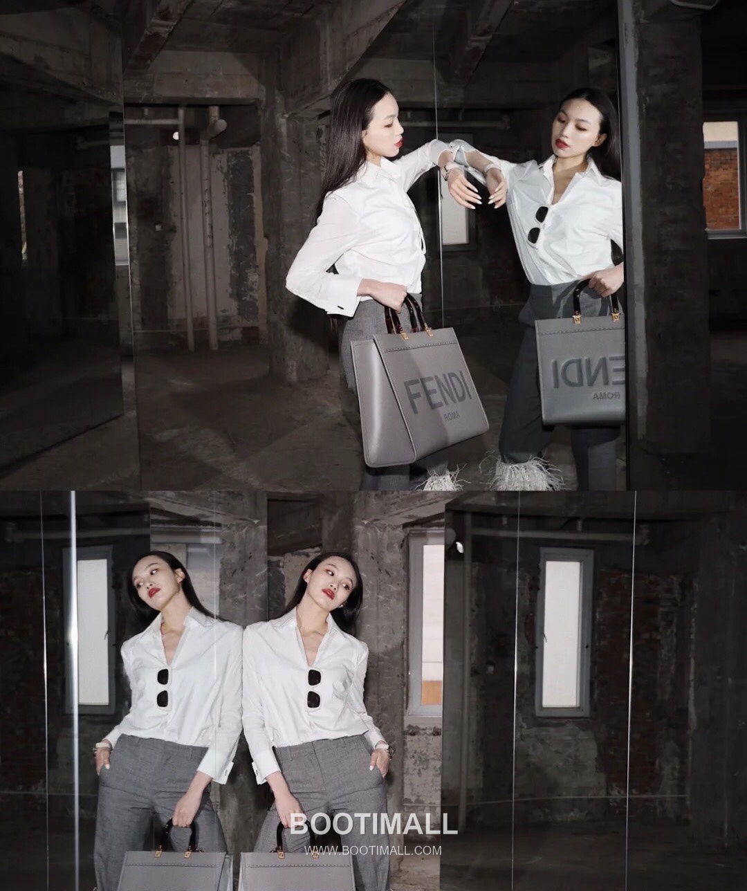 Fendi Amber Handle Shopper Cowhide Gray Bag 펜디 앰버 핸들 쇼퍼 소가죽 그레이 36cm 21