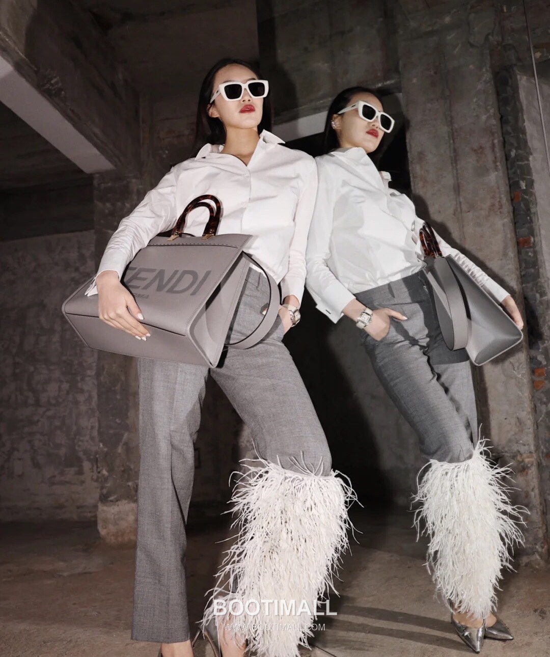 Fendi Amber Handle Shopper Cowhide Gray Bag 펜디 앰버 핸들 쇼퍼 소가죽 그레이 36cm 23