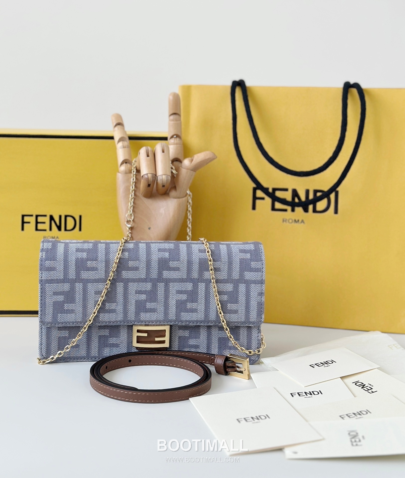 Fendi Baguette FF Denim Chain Wallet 펜디 바게트 FF 데님 체인 월렛 21cm 7