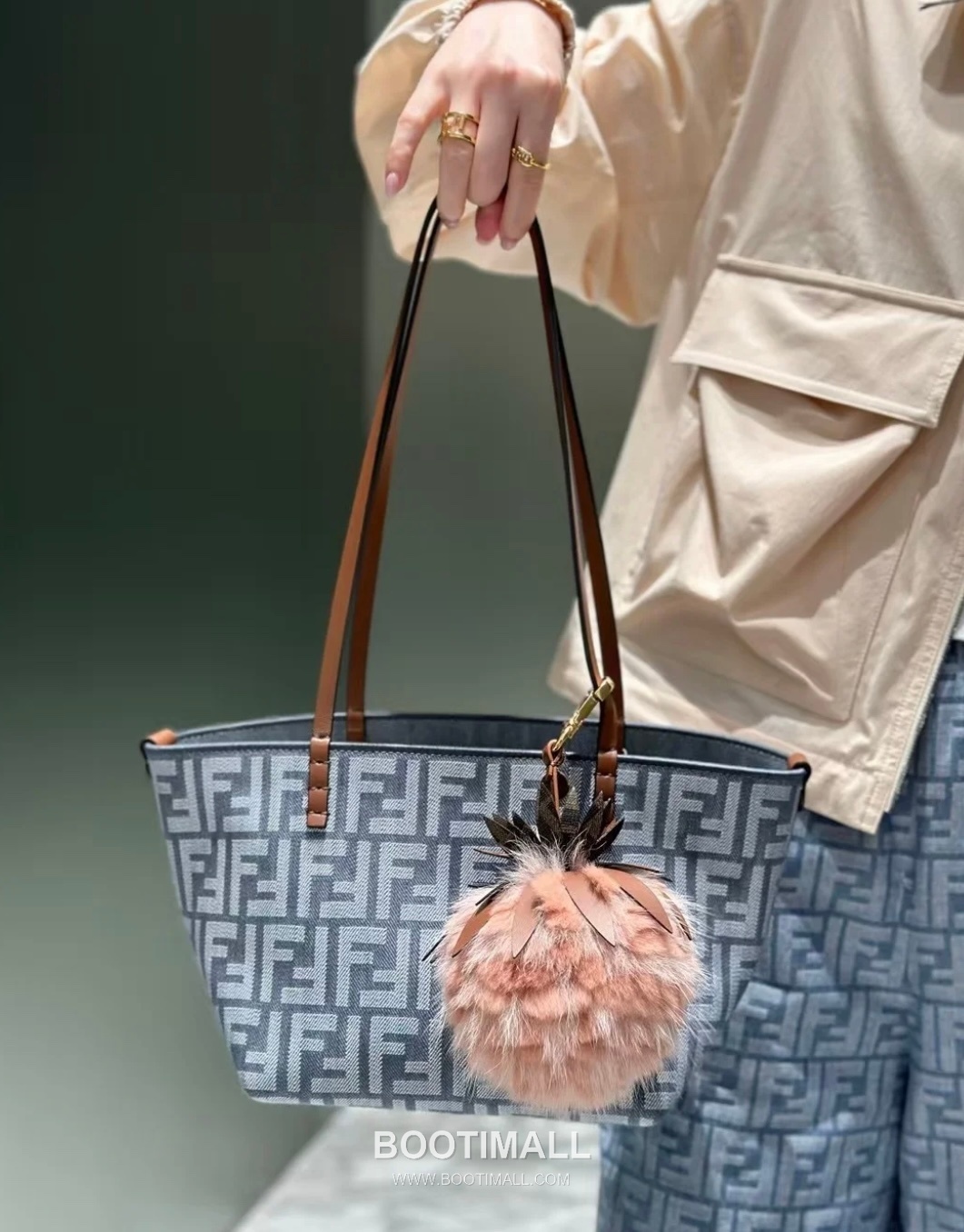 Fendi Roll FF Jacquard Denim Fabric Blue Tote Bag 펜디 롤 FF 자카드 데님 패브릭 블루 토트백 22cm 6