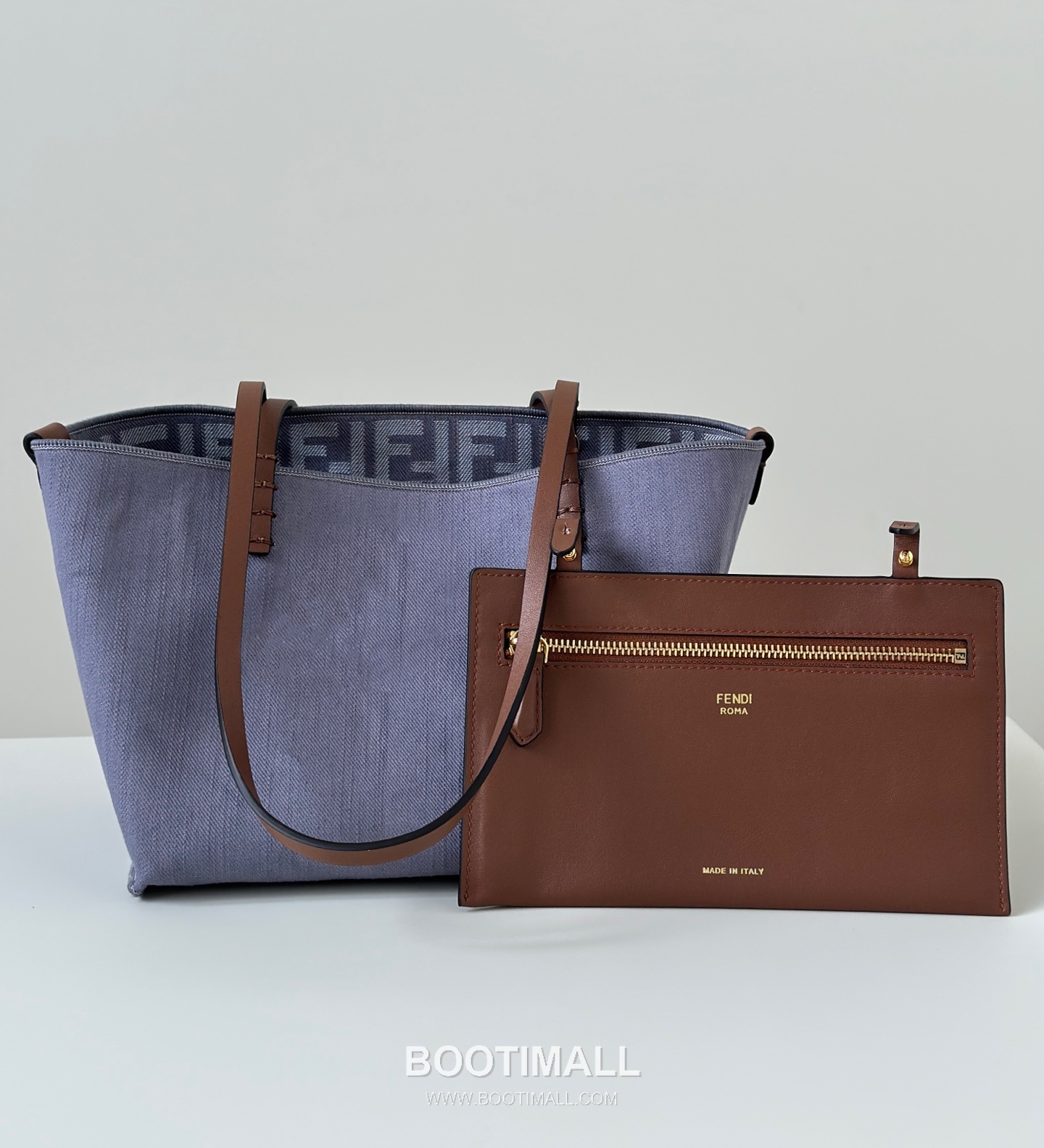 Fendi Roll FF Jacquard Denim Fabric Blue Tote Bag 펜디 롤 FF 자카드 데님 패브릭 블루 토트백 22cm 11