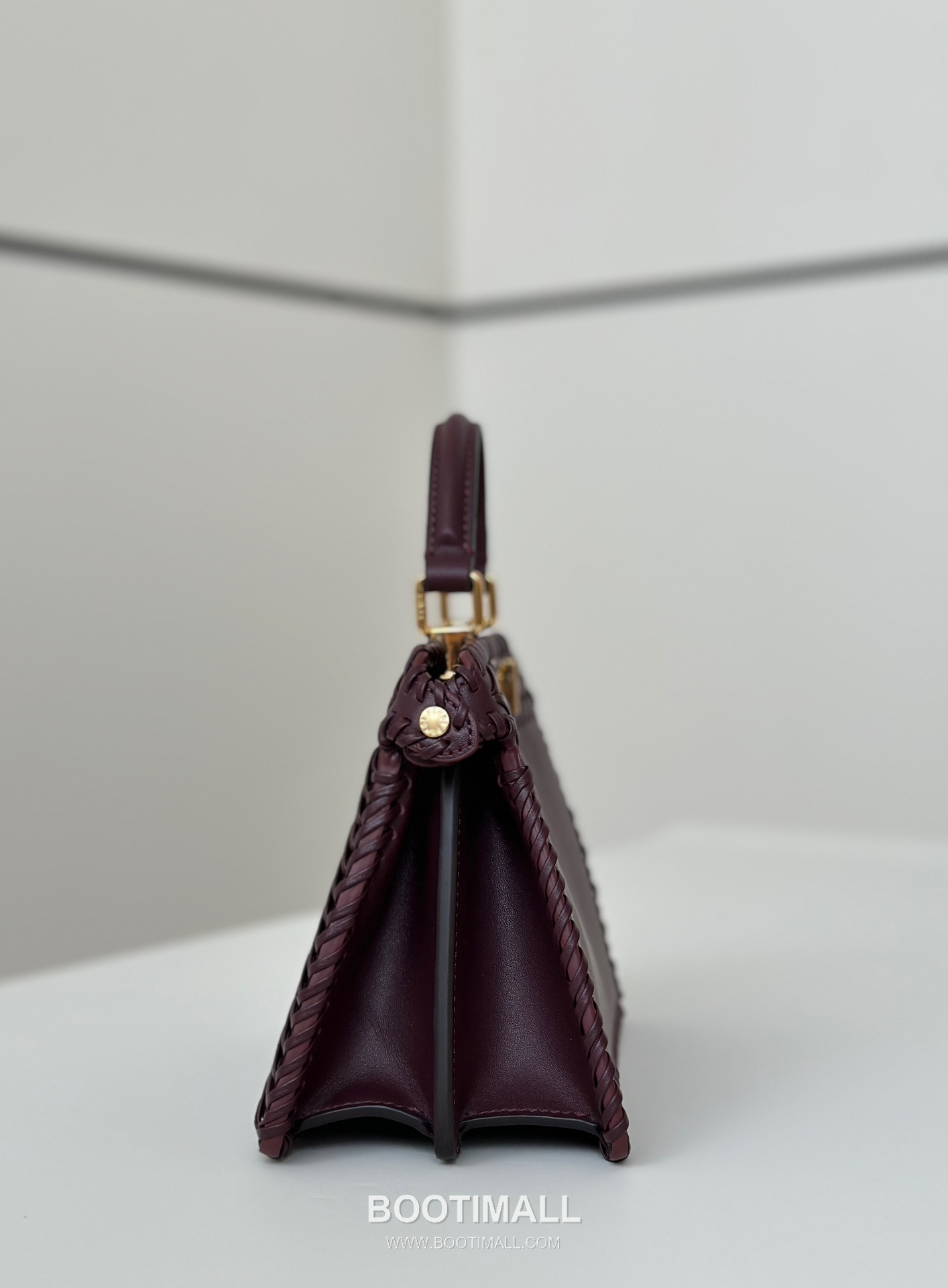 Fendi Peekaboo ISeeU Braided Calfskin Burgundy Top Handle Bag 펜디 피카부 아이씨유 브레이디드 카프스킨 버건디 탑핸들백 20cm 7