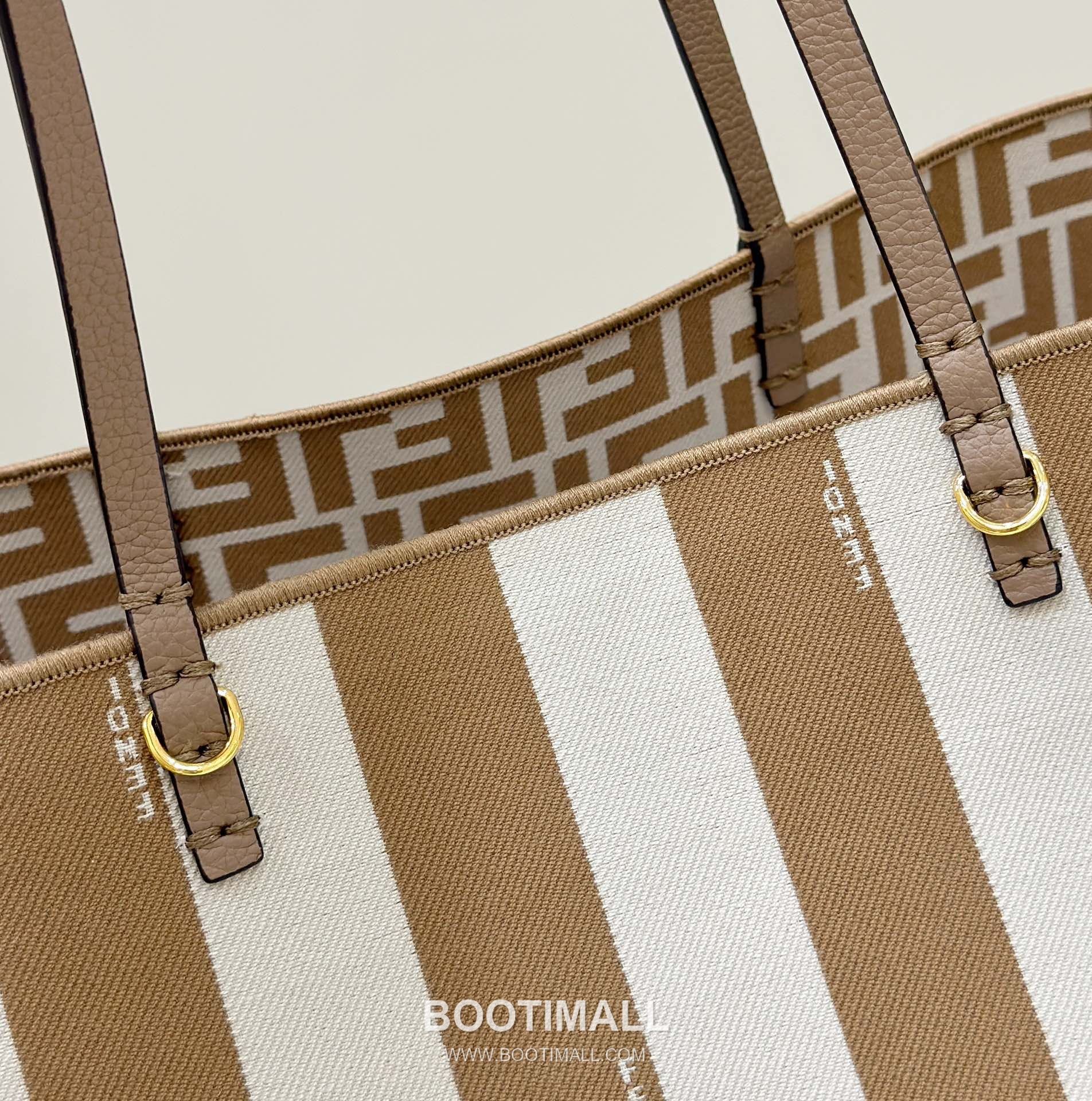 Fendi Roll Pequin FF Reversible Canvas Beige Tote Bag 펜디 롤 페퀸 FF 리버서블 캔버스 베이지 토트백 33cm 14