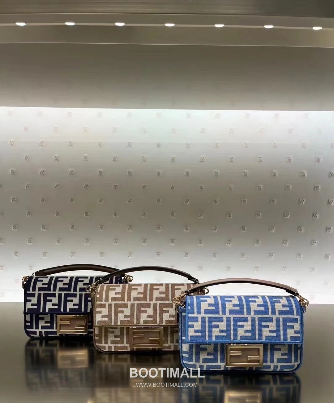 Fendi Baguette FF Logo Pequin Canvas Brown Chain Flap Bag 펜디 바게트 FF 로고 페퀸 캔버스 브라운 체인 플랩백 20cm 18