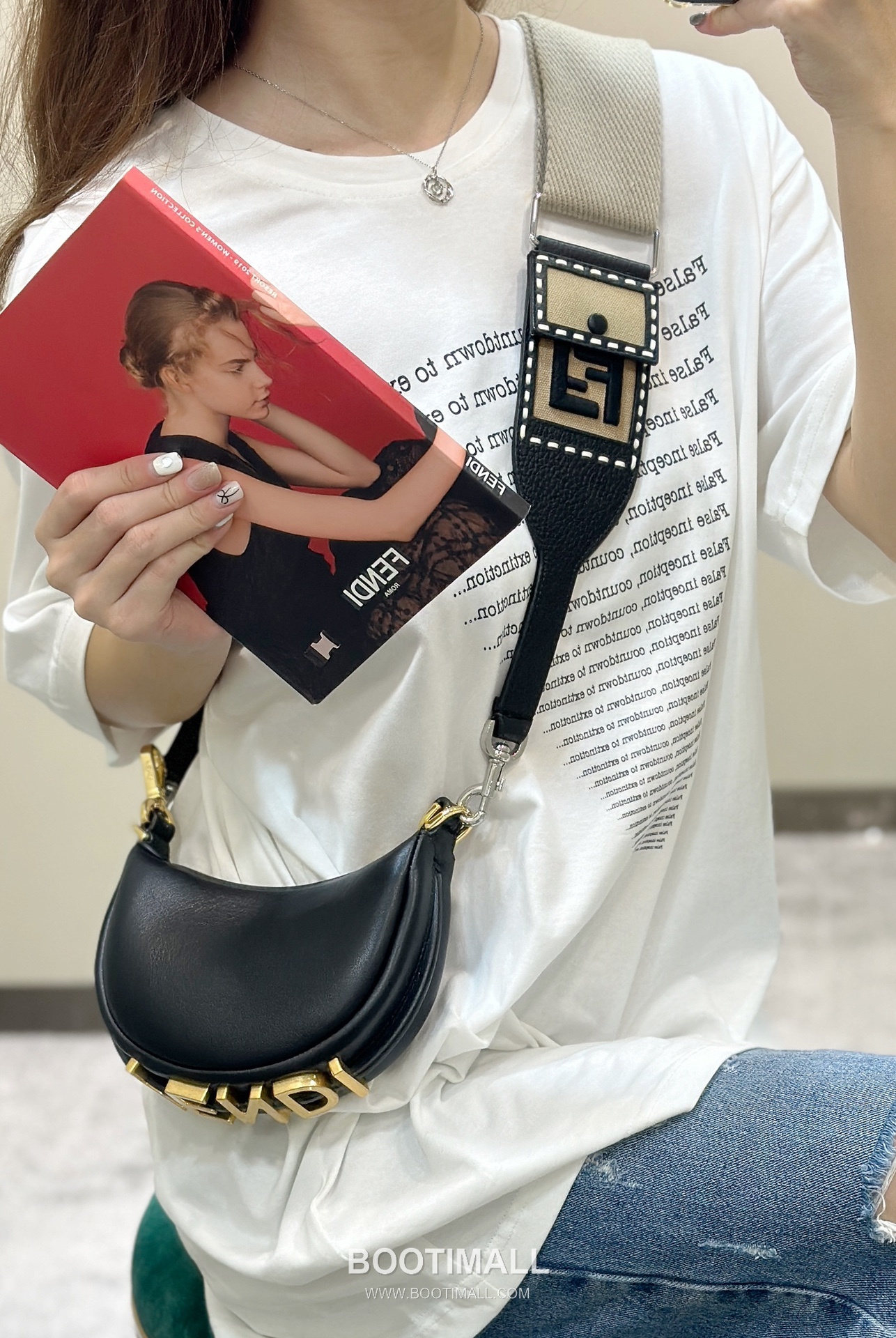 Fendi Fendigraphy Mini Cowhide Beige Shoulder Bag 펜디 그래피 미니 소가죽 베이지 숄더백 16.5cm 9