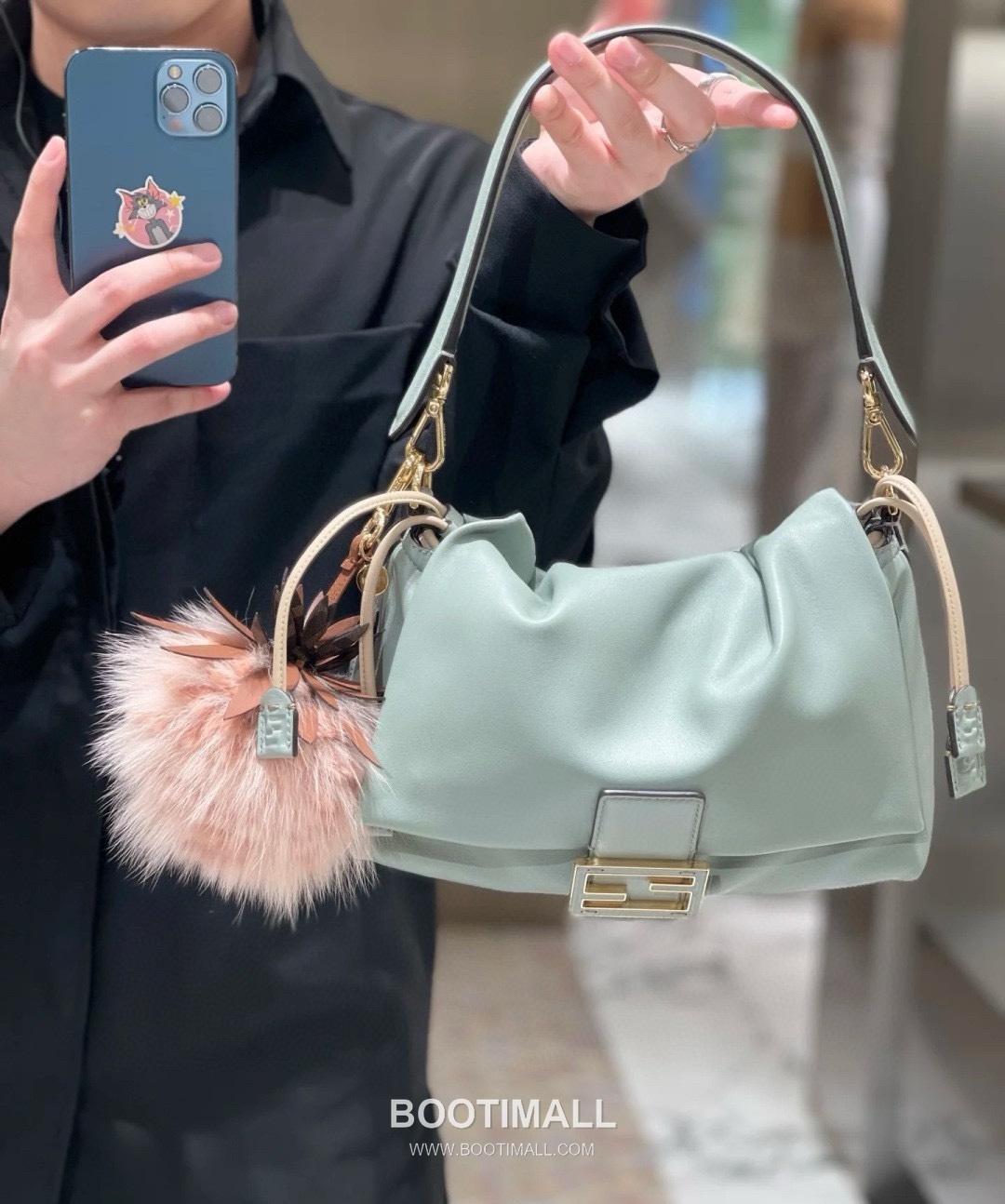 Fendi Mamma Baguette Large Lambskin Green Shoulder Bag 펜디 맘마 바게트 라지 램스킨 그린 숄더백 32cm 1