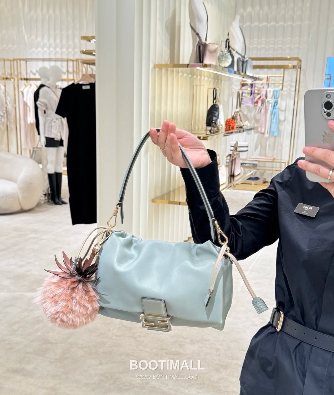 Fendi Mamma Baguette Large Lambskin Green Shoulder Bag 펜디 맘마 바게트 라지 램스킨 그린 숄더백 32cm 6