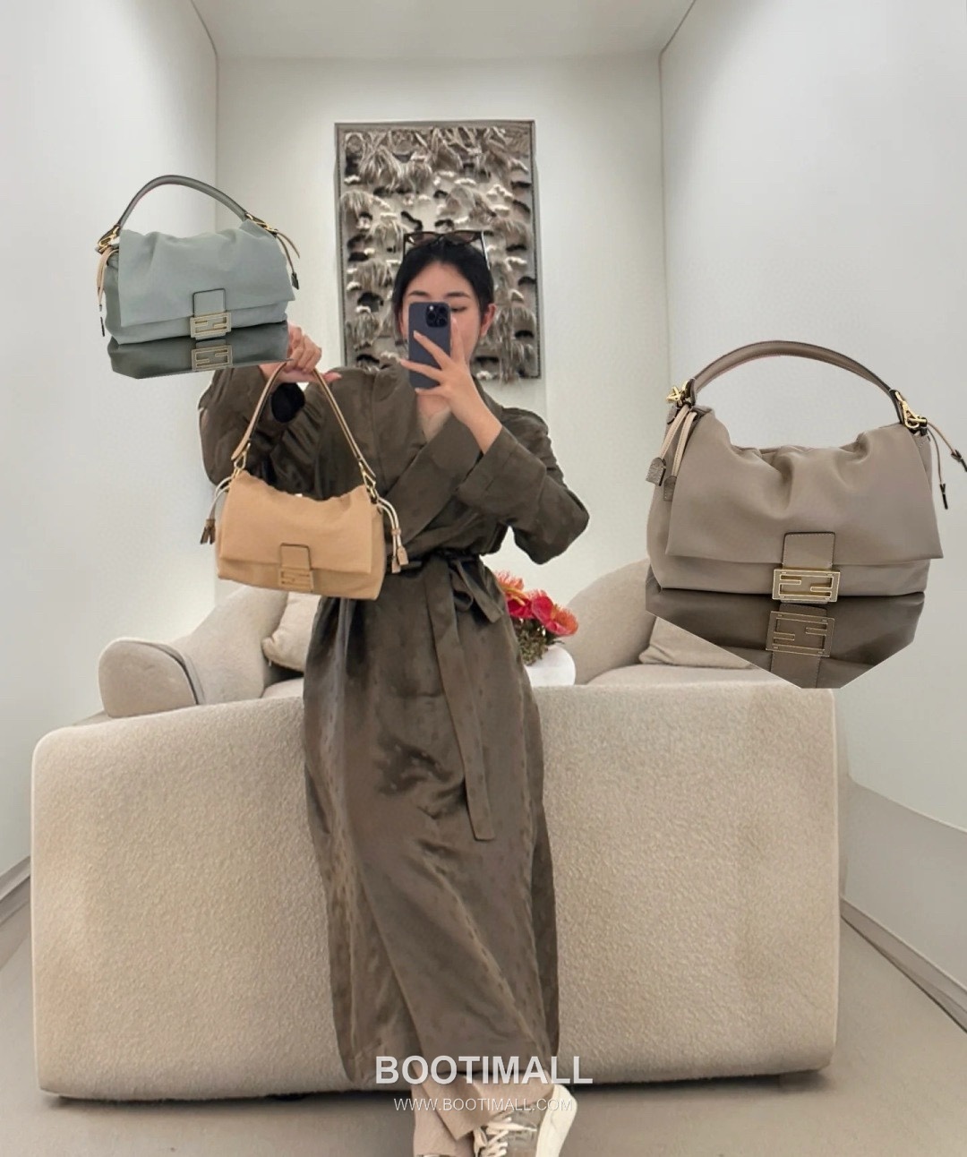 Fendi Mamma Baguette Large Lambskin Green Shoulder Bag 펜디 맘마 바게트 라지 램스킨 그린 숄더백 32cm 8