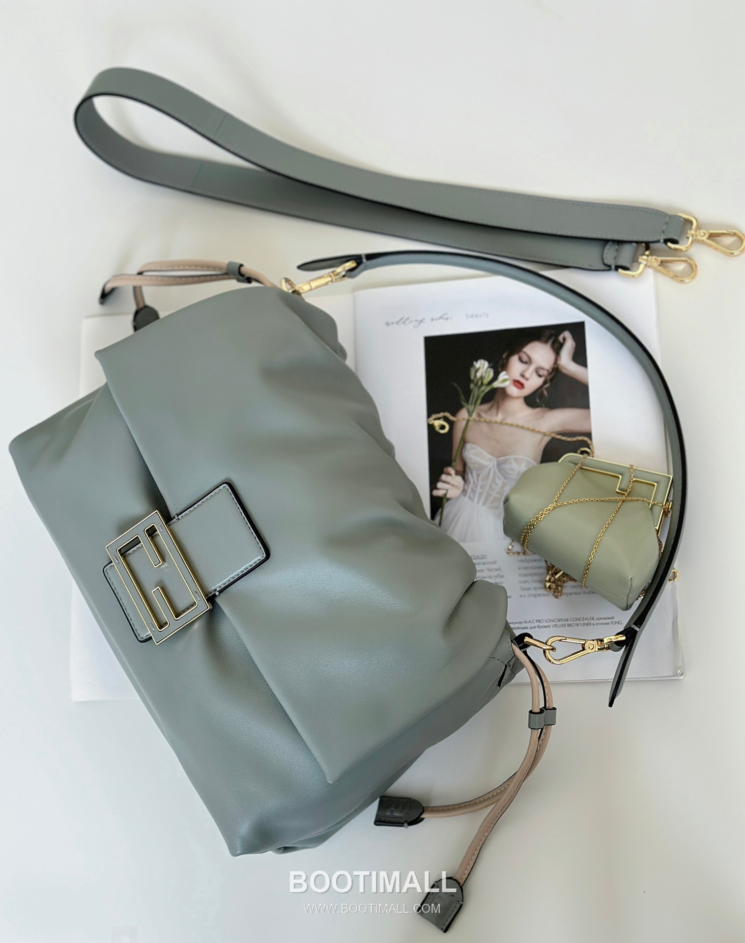 Fendi Mamma Baguette Large Lambskin Green Shoulder Bag 펜디 맘마 바게트 라지 램스킨 그린 숄더백 32cm 9