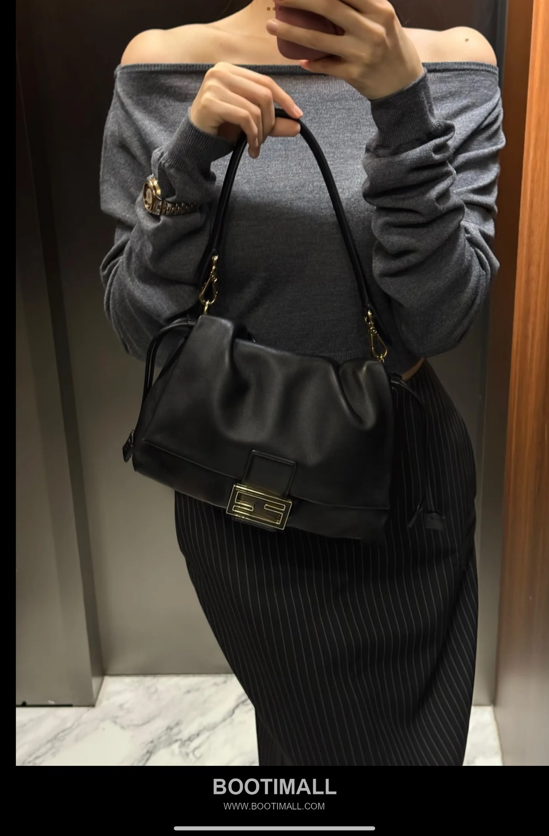 Fendi Mamma Baguette Large Lambskin Green Shoulder Bag 펜디 맘마 바게트 라지 램스킨 그린 숄더백 32cm 15