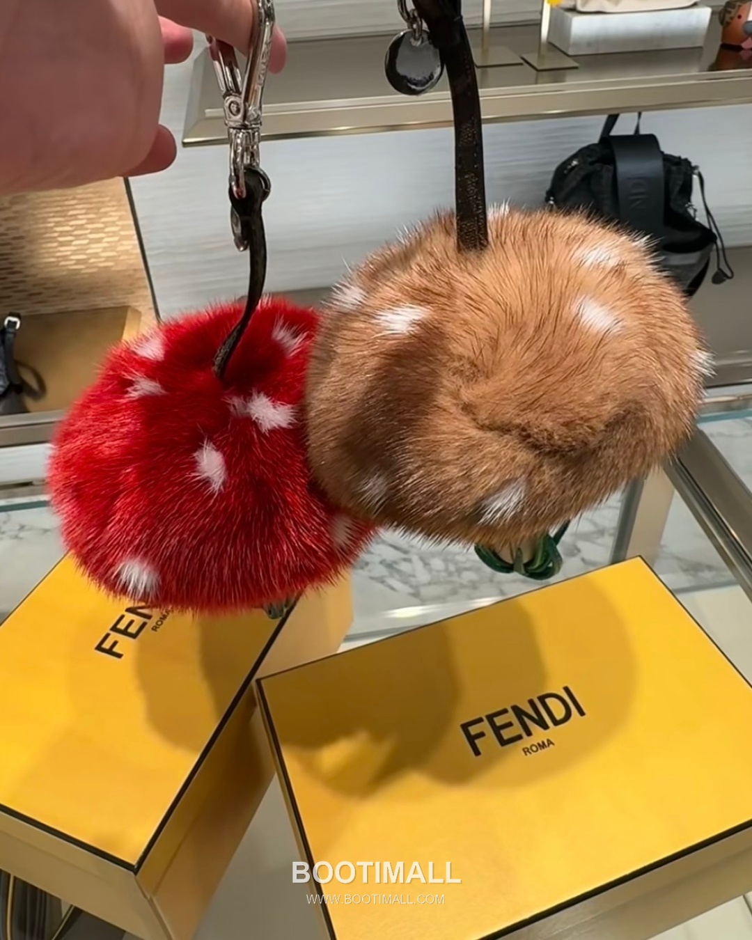 Fendi Mushroom Fur Charm Mink Brown Bag 펜디 머쉬룸 퍼 참 밍크 브라운 백 12cm 5
