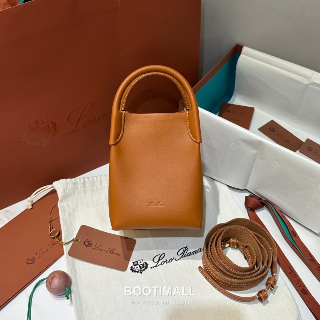 Loro Piana Classic Bucket Calfskin Warm Brown Bag 로로피아나 클래식 버킷 카프스킨 웜브라운 16cm 5