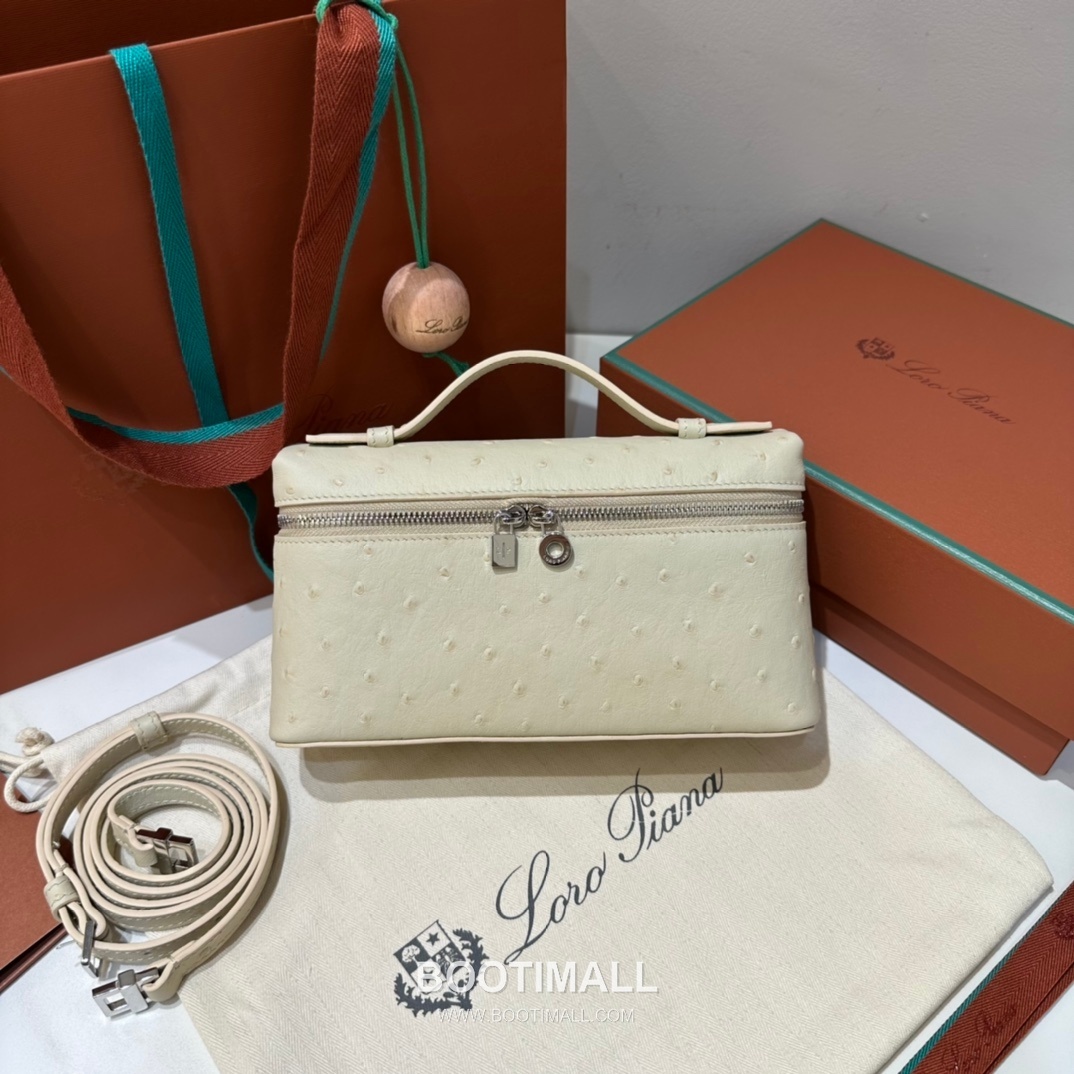 Loro Piana Extra Pocket L19 Ostrich Embossed Calfskin Bag 로로피아나 엑스트라 포켓 L19 오스트리치 엠보스 카프스킨 탑핸들 크로스백 19cm 2