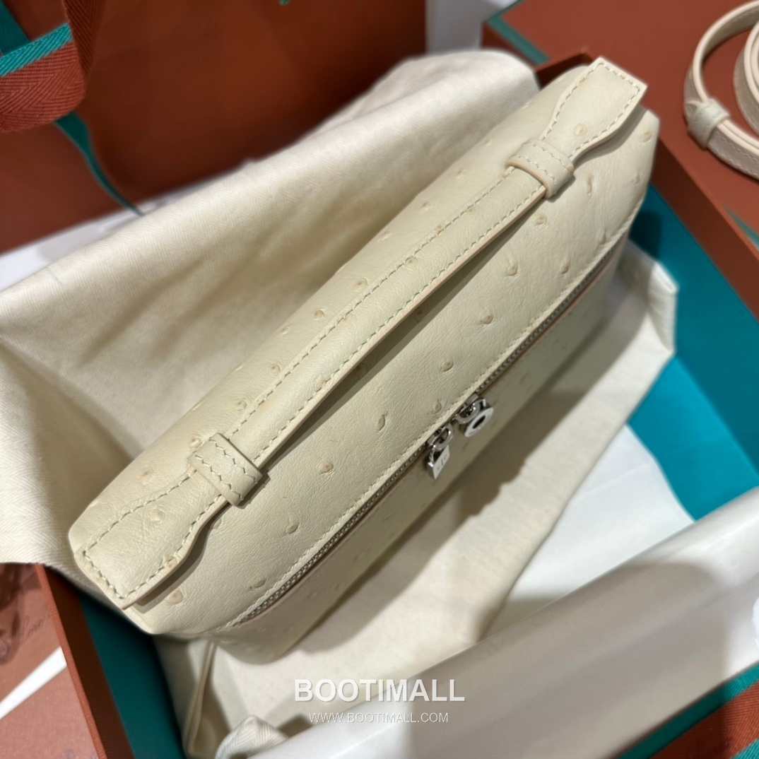 Loro Piana Extra Pocket L19 Ostrich Embossed Calfskin Bag 로로피아나 엑스트라 포켓 L19 오스트리치 엠보스 카프스킨 탑핸들 크로스백 19cm 4