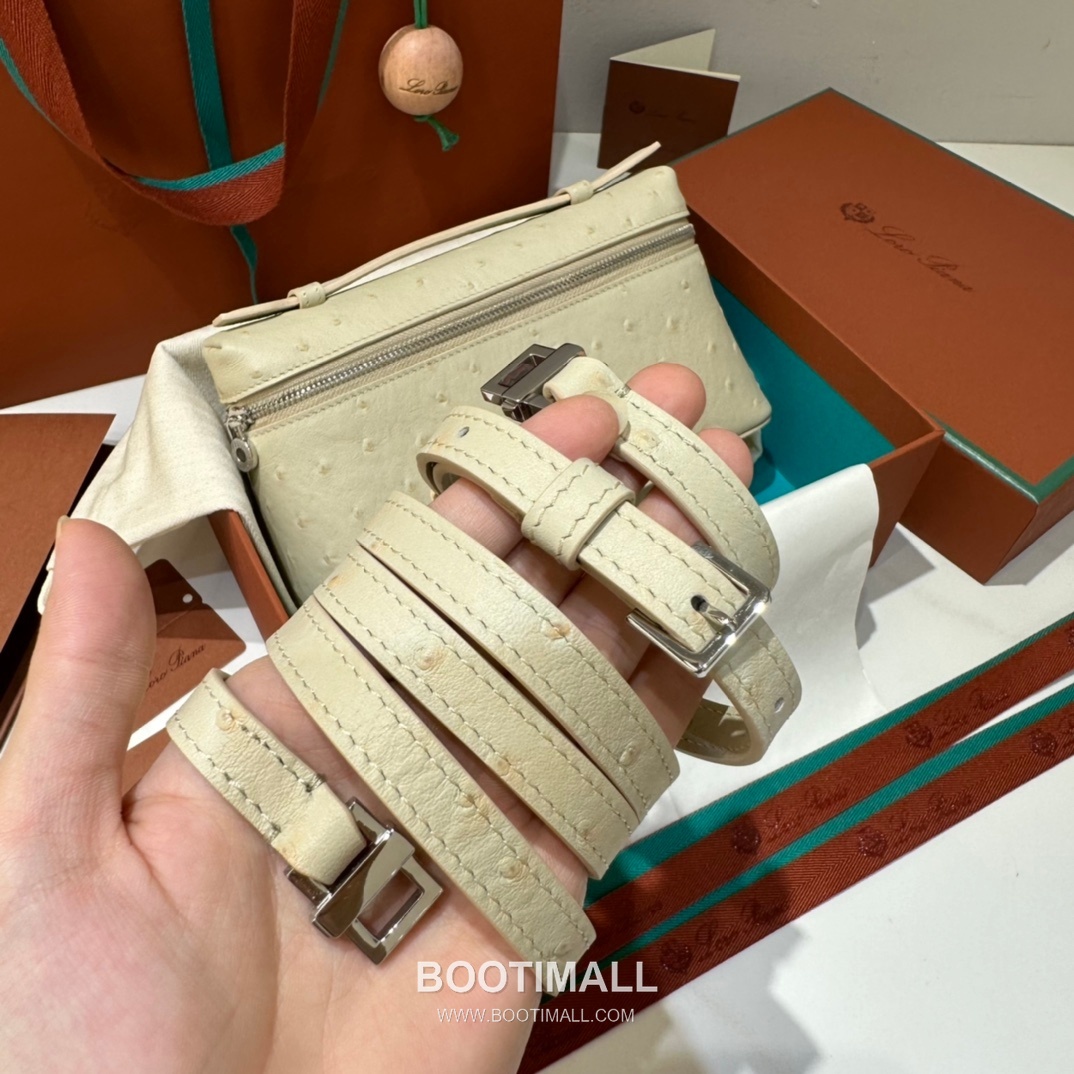 Loro Piana Extra Pocket L19 Ostrich Embossed Calfskin Bag 로로피아나 엑스트라 포켓 L19 오스트리치 엠보스 카프스킨 탑핸들 크로스백 19cm 9