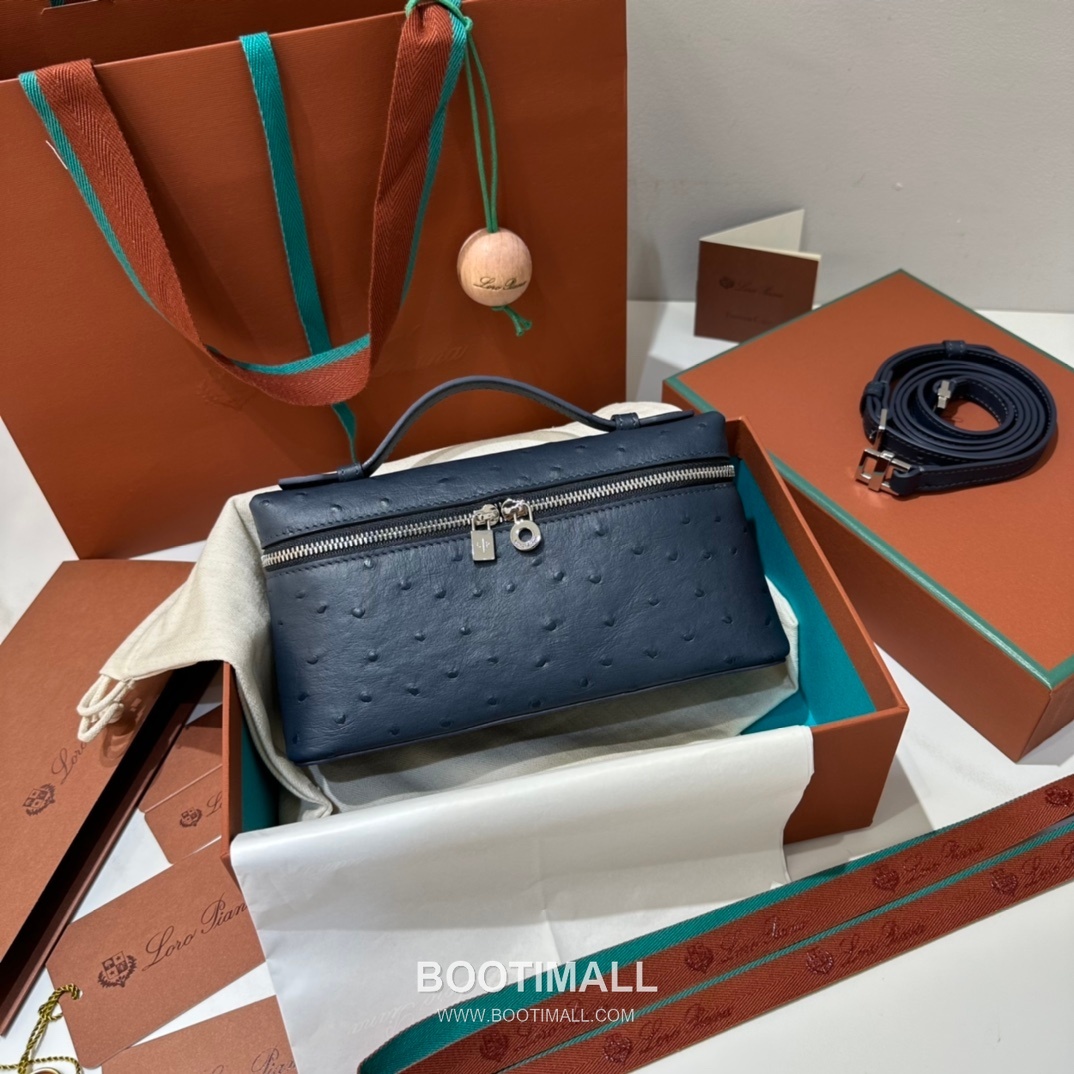 Loro Piana Extra Pocket L19 Ostrich Embossed Calfskin Bag 로로피아나 엑스트라 포켓 L19 오스트리치 엠보스 카프스킨 탑핸들 크로스백 19cm 1
