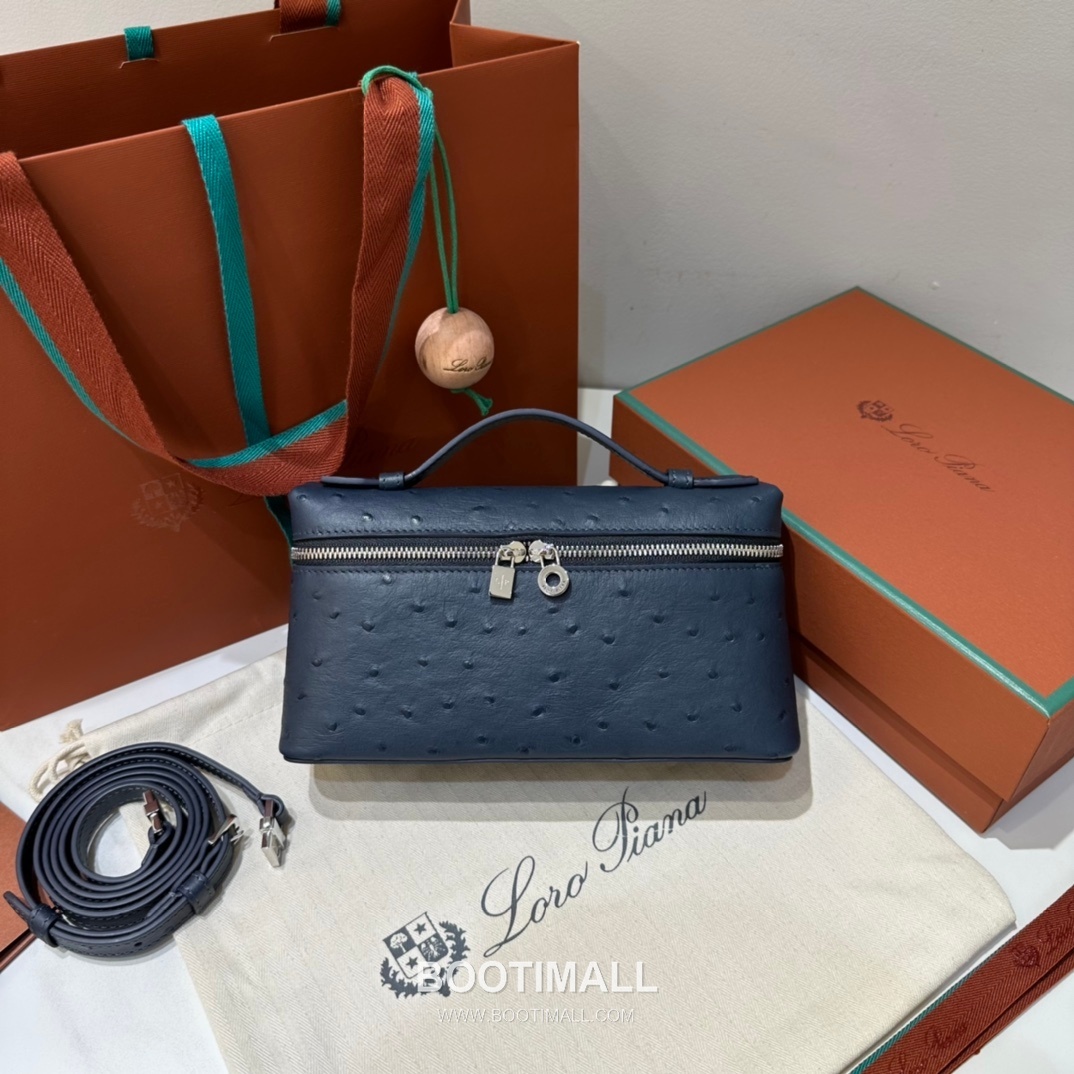 Loro Piana Extra Pocket L19 Ostrich Embossed Calfskin Bag 로로피아나 엑스트라 포켓 L19 오스트리치 엠보스 카프스킨 탑핸들 크로스백 19cm 2