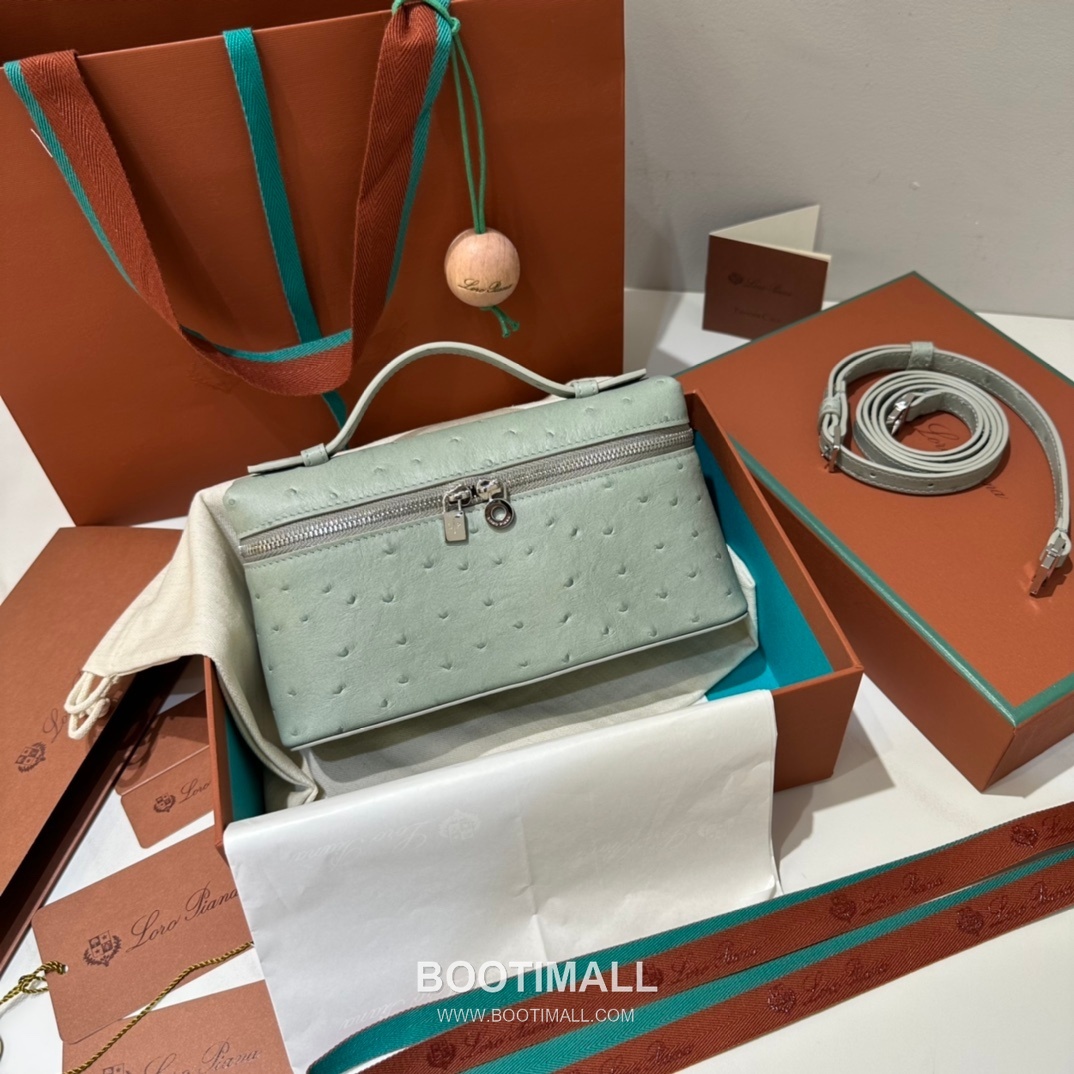 Loro Piana Extra Pocket L19 Ostrich Embossed Calfskin Bag 로로피아나 엑스트라 포켓 L19 오스트리치 엠보스 카프스킨 탑핸들 크로스백 19cm 1