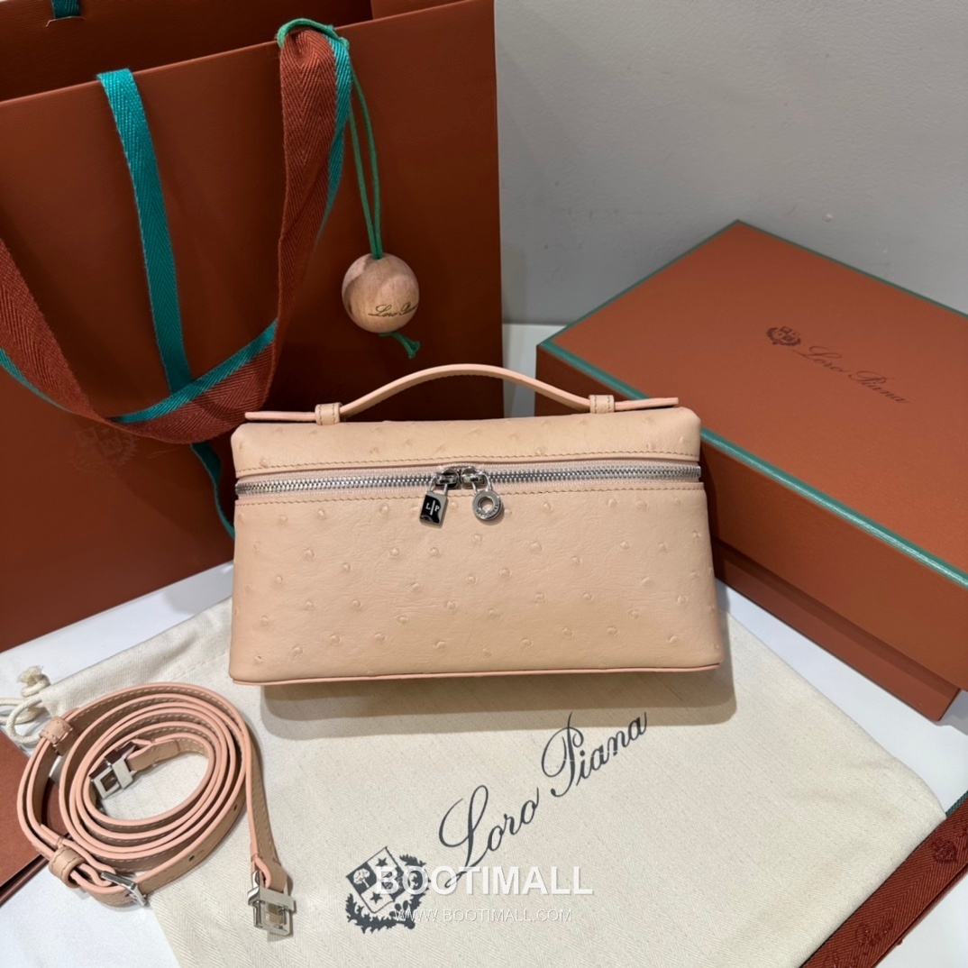Loro Piana Extra Pocket L19 Ostrich Embossed Calfskin Bag 로로피아나 엑스트라 포켓 L19 오스트리치 엠보스 카프스킨 탑핸들 크로스백 19cm 2