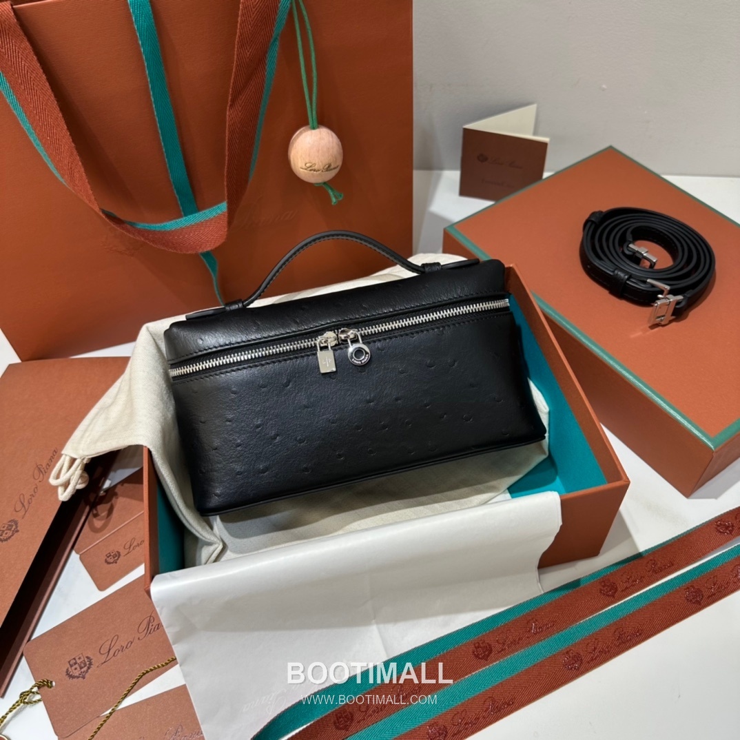 Loro Piana Extra Pocket L19 Ostrich Embossed Calfskin Bag 로로피아나 엑스트라 포켓 L19 오스트리치 엠보스 카프스킨 탑핸들 크로스백 19cm 1