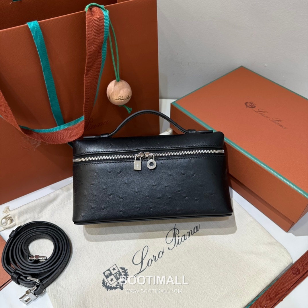 Loro Piana Extra Pocket L19 Ostrich Embossed Calfskin Bag 로로피아나 엑스트라 포켓 L19 오스트리치 엠보스 카프스킨 탑핸들 크로스백 19cm 2