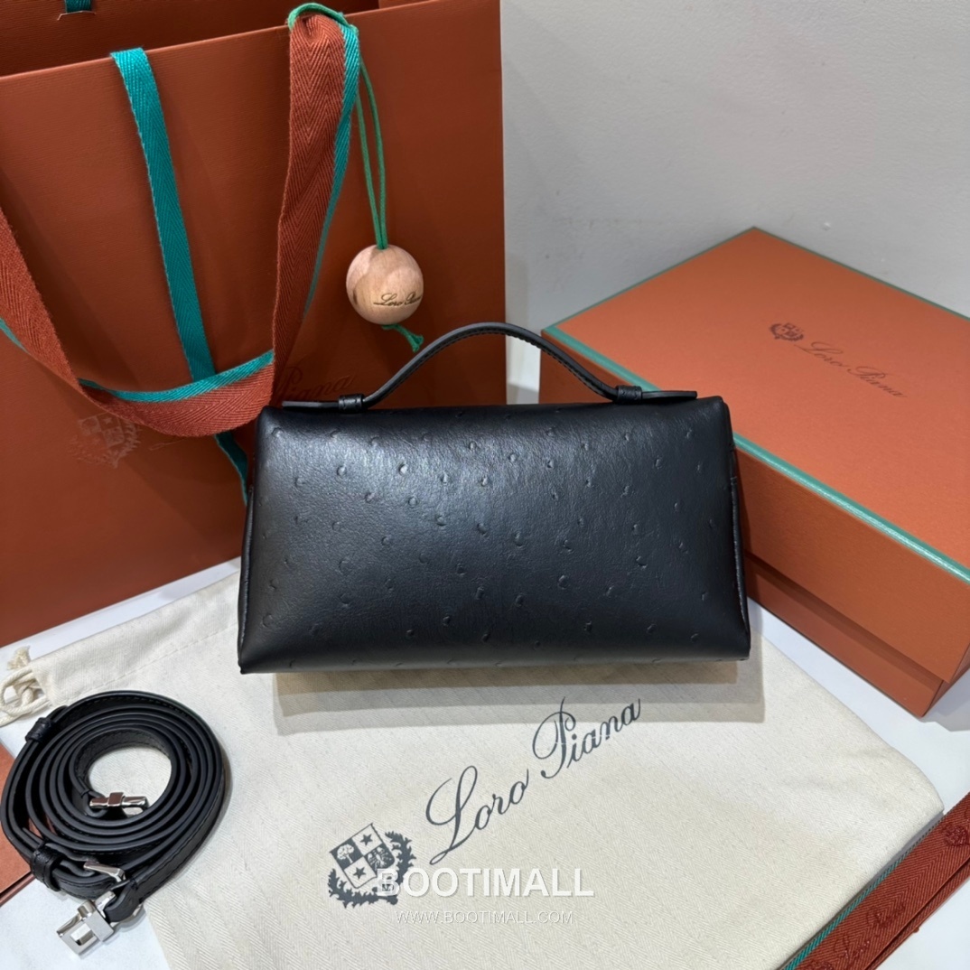 Loro Piana Extra Pocket L19 Ostrich Embossed Calfskin Bag 로로피아나 엑스트라 포켓 L19 오스트리치 엠보스 카프스킨 탑핸들 크로스백 19cm 3