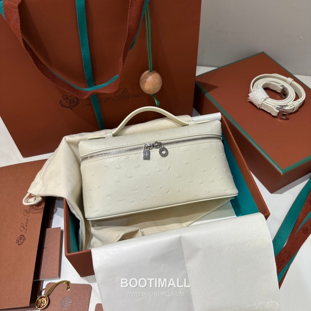 Loro Piana Extra Pocket L19 Ostrich Embossed Calfskin Bag 로로피아나 엑스트라 포켓 L19 오스트리치 엠보스 카프스킨 탑핸들 크로스백 19cm 1
