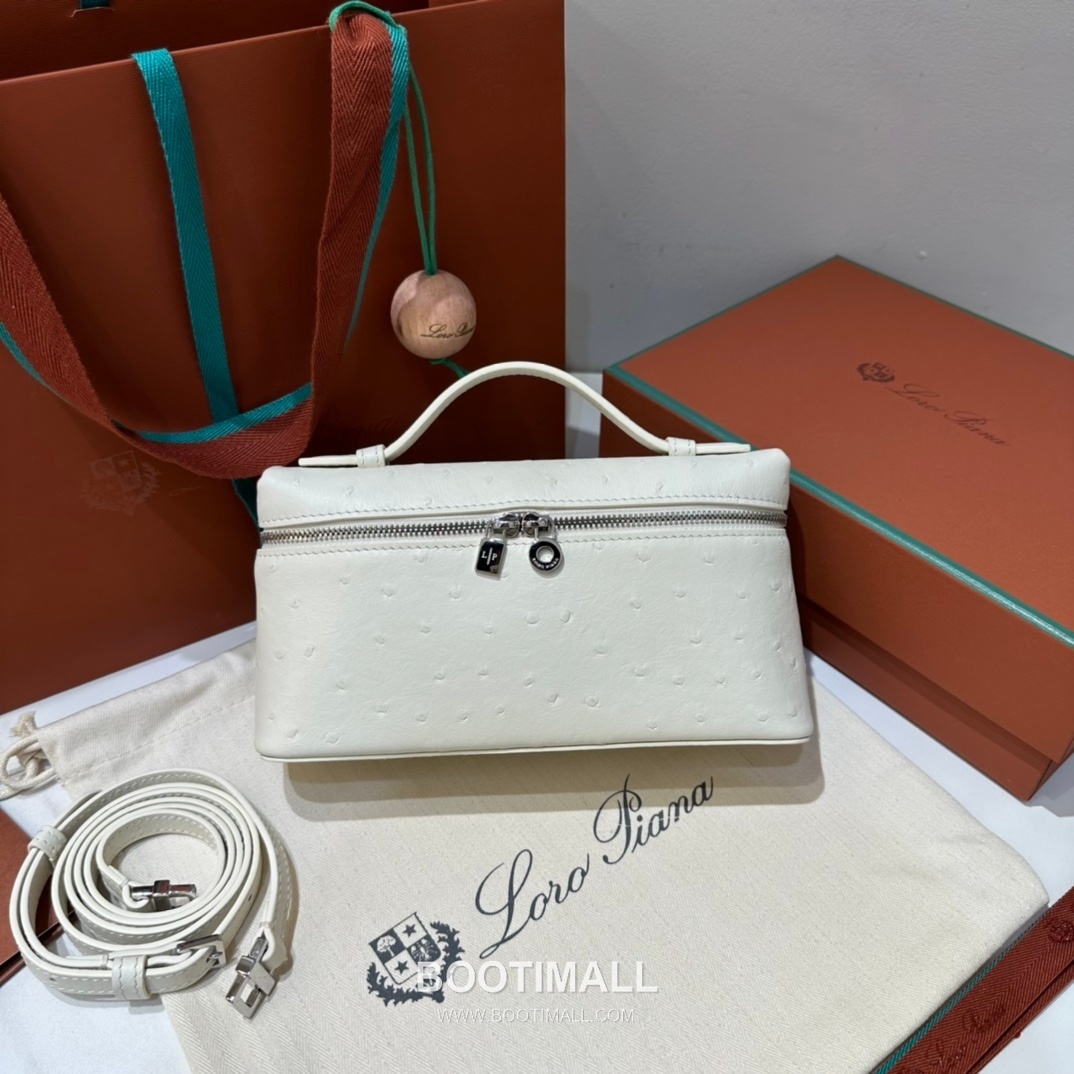 Loro Piana Extra Pocket L19 Ostrich Embossed Calfskin Bag 로로피아나 엑스트라 포켓 L19 오스트리치 엠보스 카프스킨 탑핸들 크로스백 19cm 2