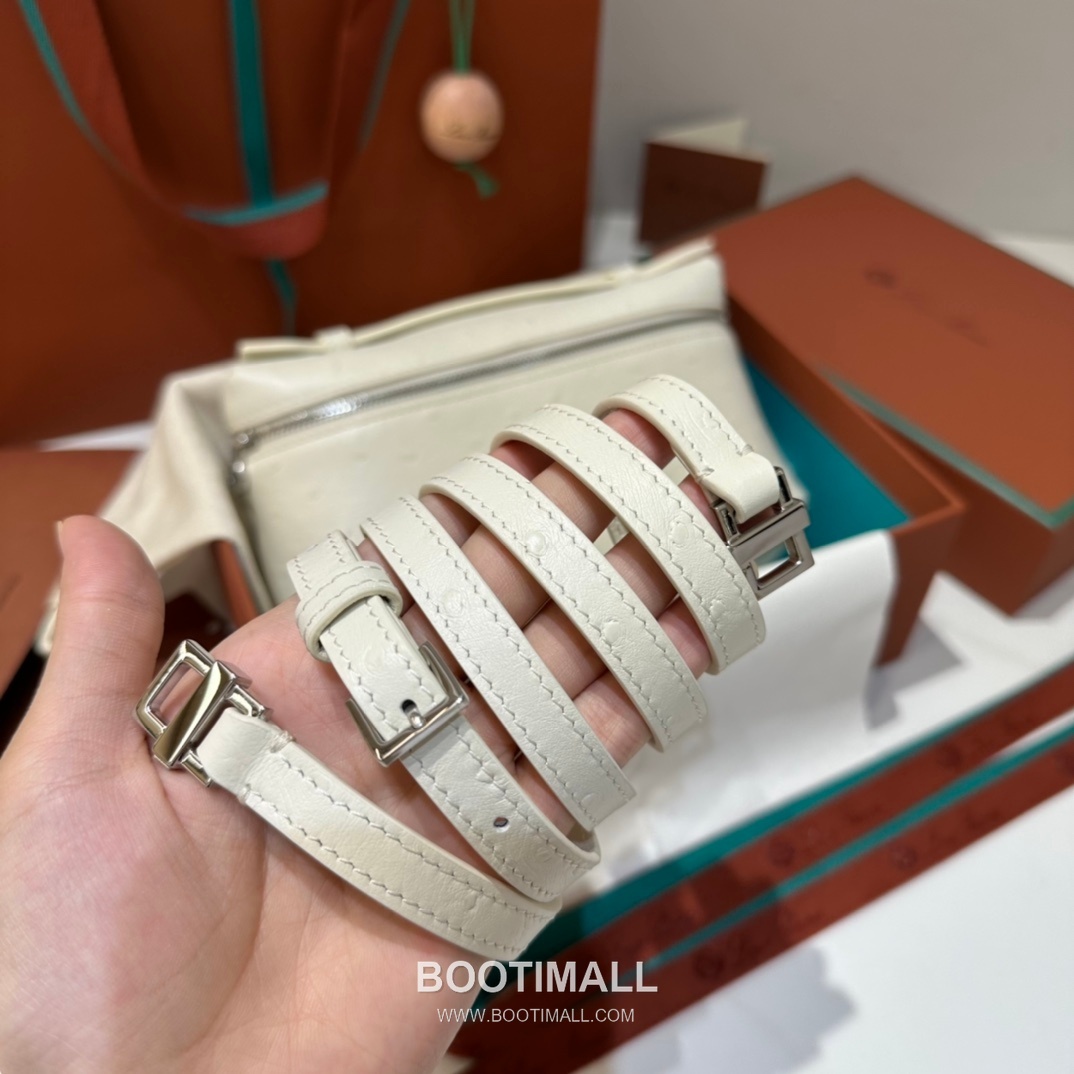 Loro Piana Extra Pocket L19 Ostrich Embossed Calfskin Bag 로로피아나 엑스트라 포켓 L19 오스트리치 엠보스 카프스킨 탑핸들 크로스백 19cm 8