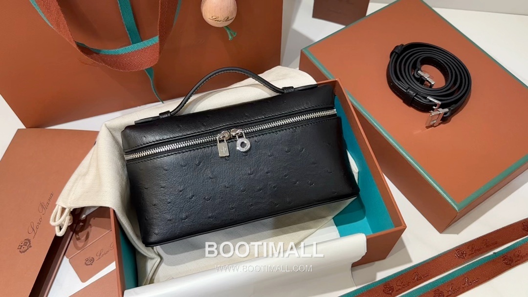 Loro Piana Extra Pocket L19 Ostrich Embossed Calfskin Bag 로로피아나 엑스트라 포켓 L19 오스트리치 엠보스 카프스킨 탑핸들 크로스백 19cm 10