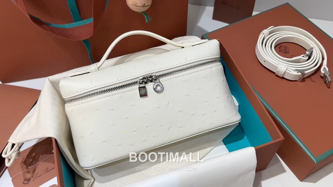 Loro Piana Extra Pocket L19 Ostrich Embossed Calfskin Bag 로로피아나 엑스트라 포켓 L19 오스트리치 엠보스 카프스킨 탑핸들 크로스백 19cm 11