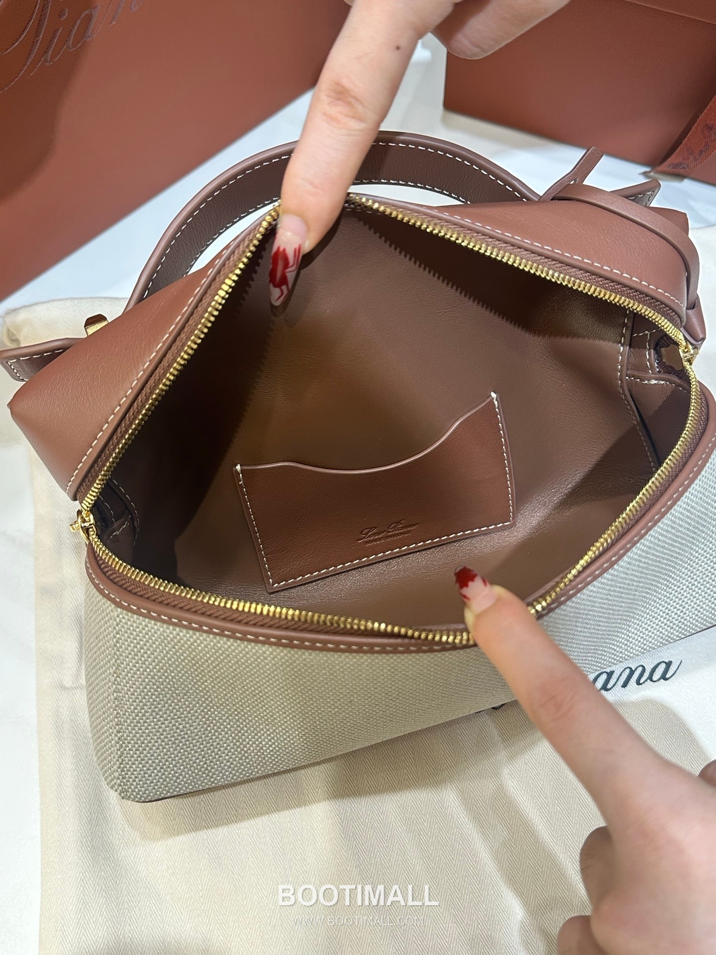 Loro Piana Extra Bag 23 Canvas & Saddle Leather Bag 로로피아나 엑스트라 백 23 캔버스 새들 레더 더블지퍼 숄더 크로스백 23cm 6