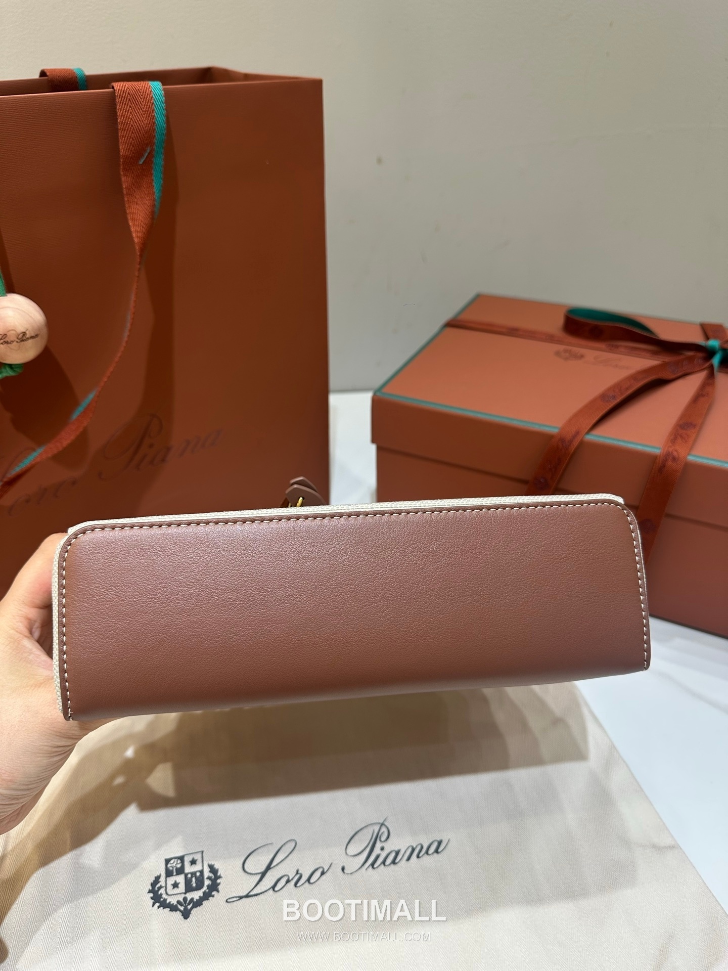 Loro Piana Extra Bag 23 Canvas & Saddle Leather Bag 로로피아나 엑스트라 백 23 캔버스 새들 레더 더블지퍼 숄더 크로스백 23cm 8