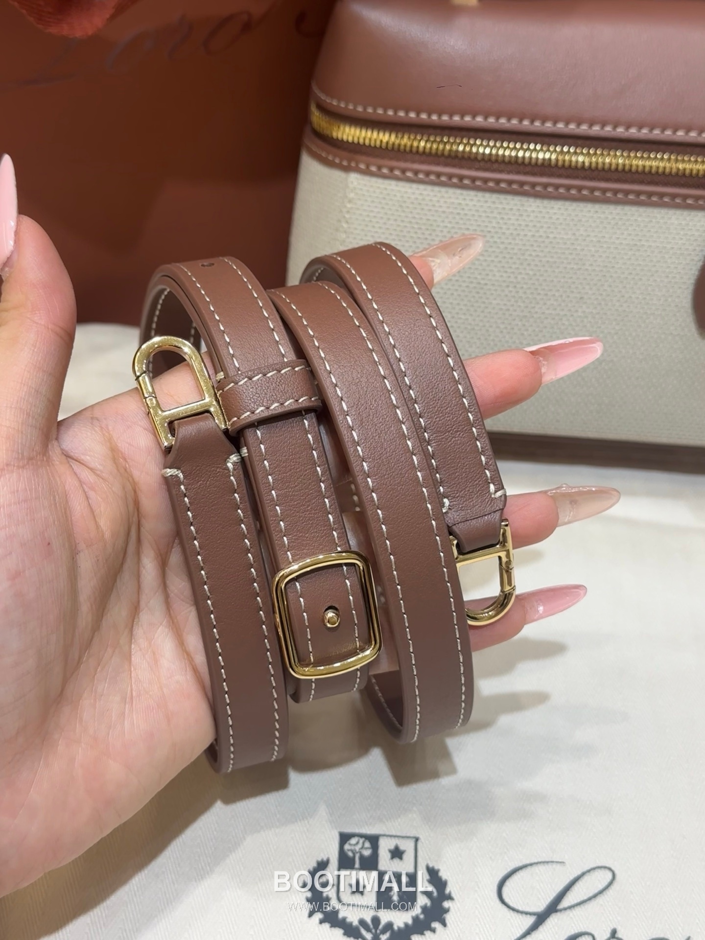 Loro Piana Extra Bag 23 Canvas & Saddle Leather Bag 로로피아나 엑스트라 백 23 캔버스 새들 레더 더블지퍼 숄더 크로스백 23cm 9