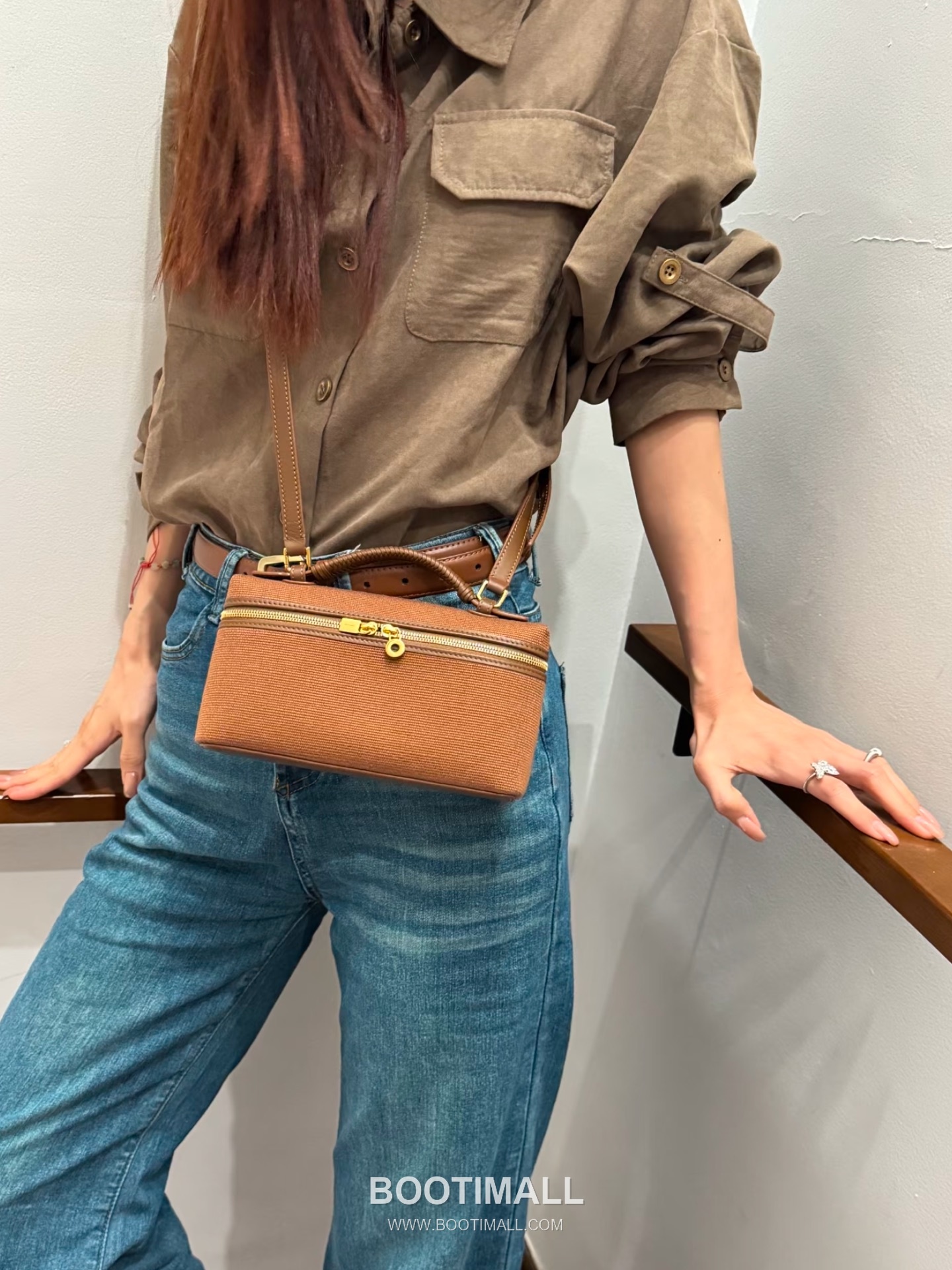 Loro Piana Extra Bag 23 Canvas & Saddle Leather Bag 로로피아나 엑스트라 백 23 캔버스 새들 레더 더블지퍼 숄더 크로스백 23cm 3