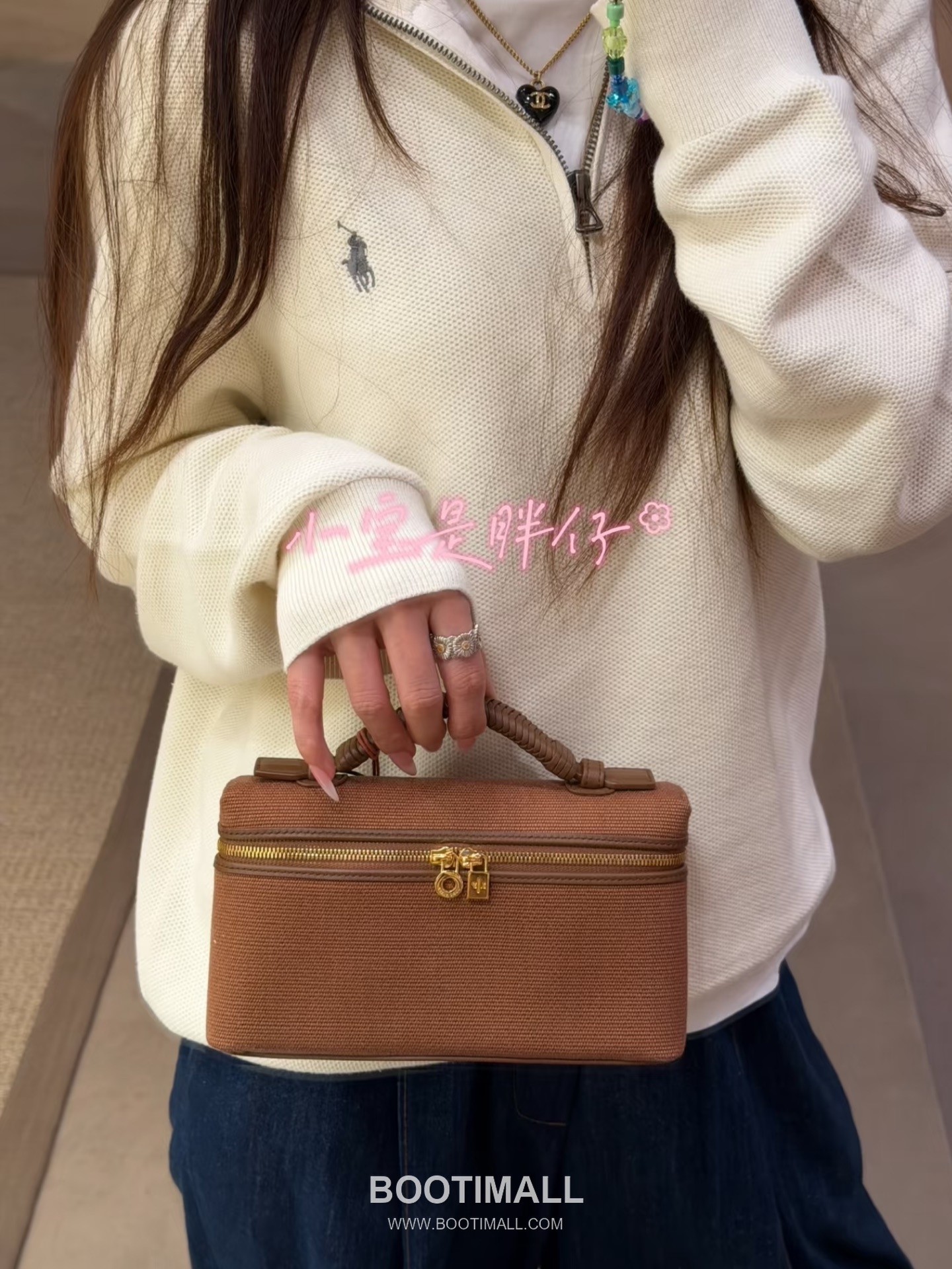 Loro Piana Extra Bag 23 Canvas & Saddle Leather Bag 로로피아나 엑스트라 백 23 캔버스 새들 레더 더블지퍼 숄더 크로스백 23cm 6