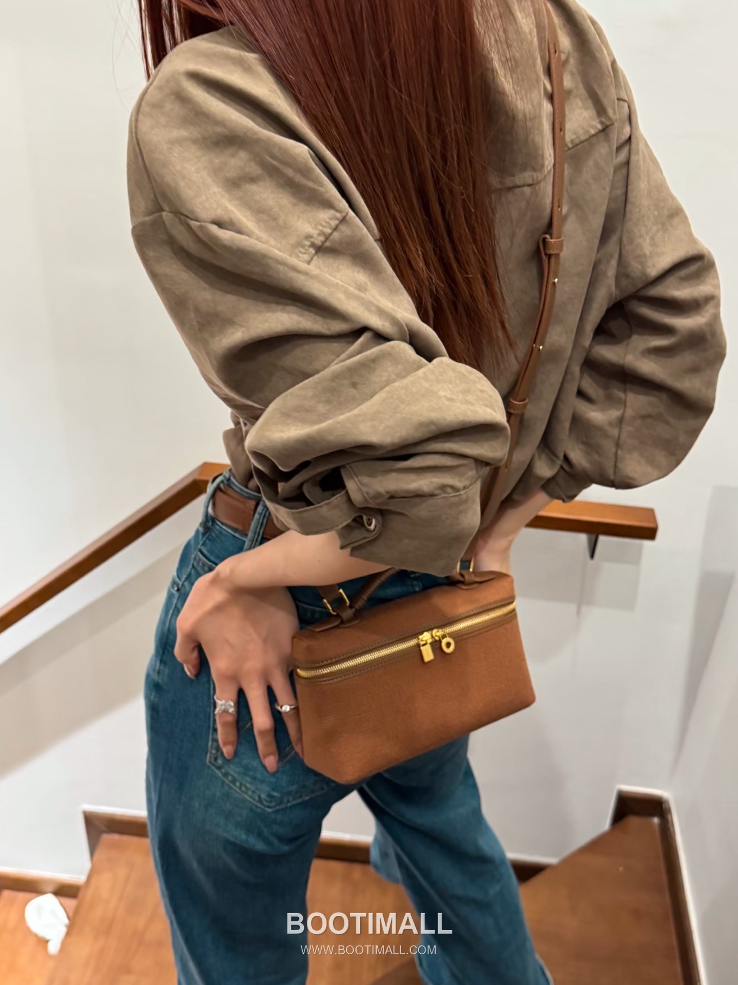 Loro Piana Extra Bag 23 Canvas & Saddle Leather Bag 로로피아나 엑스트라 백 23 캔버스 새들 레더 더블지퍼 숄더 크로스백 23cm 7