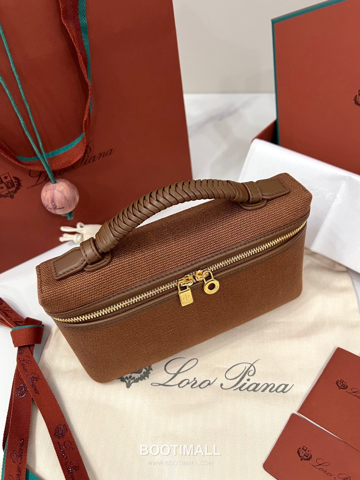 Loro Piana Extra Bag 23 Canvas & Saddle Leather Bag 로로피아나 엑스트라 백 23 캔버스 새들 레더 더블지퍼 숄더 크로스백 23cm 13